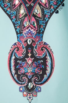 Blue cocktail dress with print and rhinestone Love to Love Gai Mattiolo