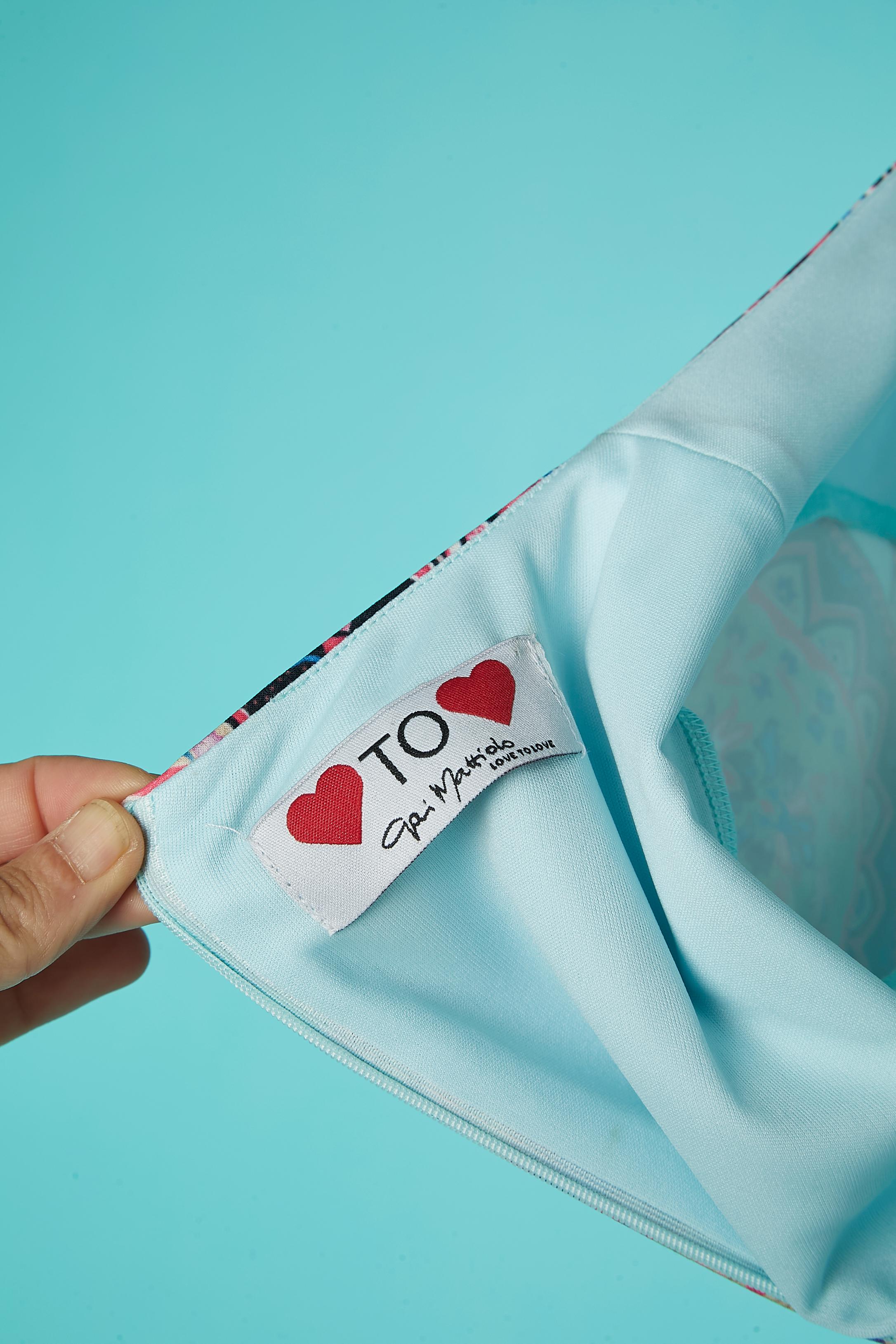 Vestido de cóctel azul con estampado y pedrería Love to Love Gai Mattiolo en venta 2