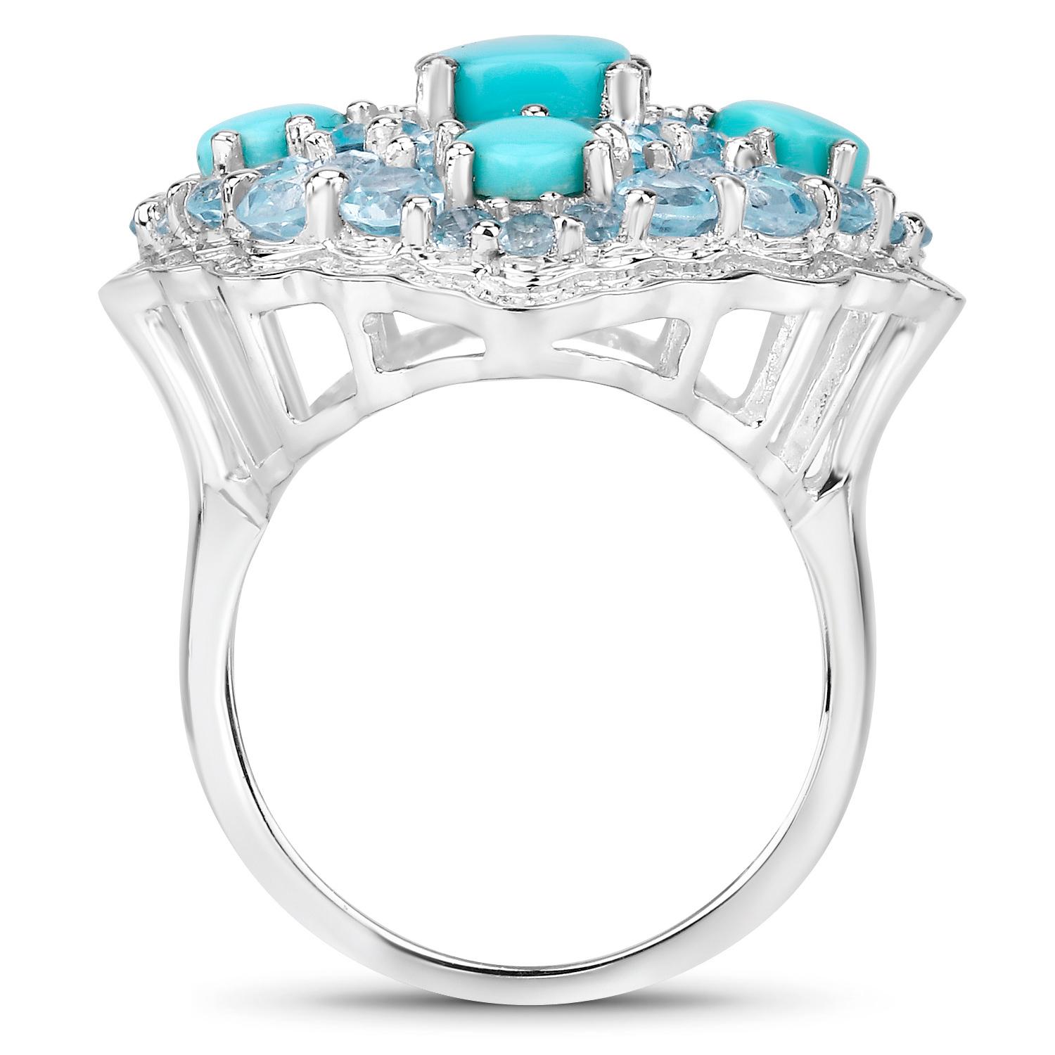 Blue Cocktail Ring Turquoise Blue Topaz 6.2 Carats In Excellent Condition For Sale In Laguna Niguel, CA