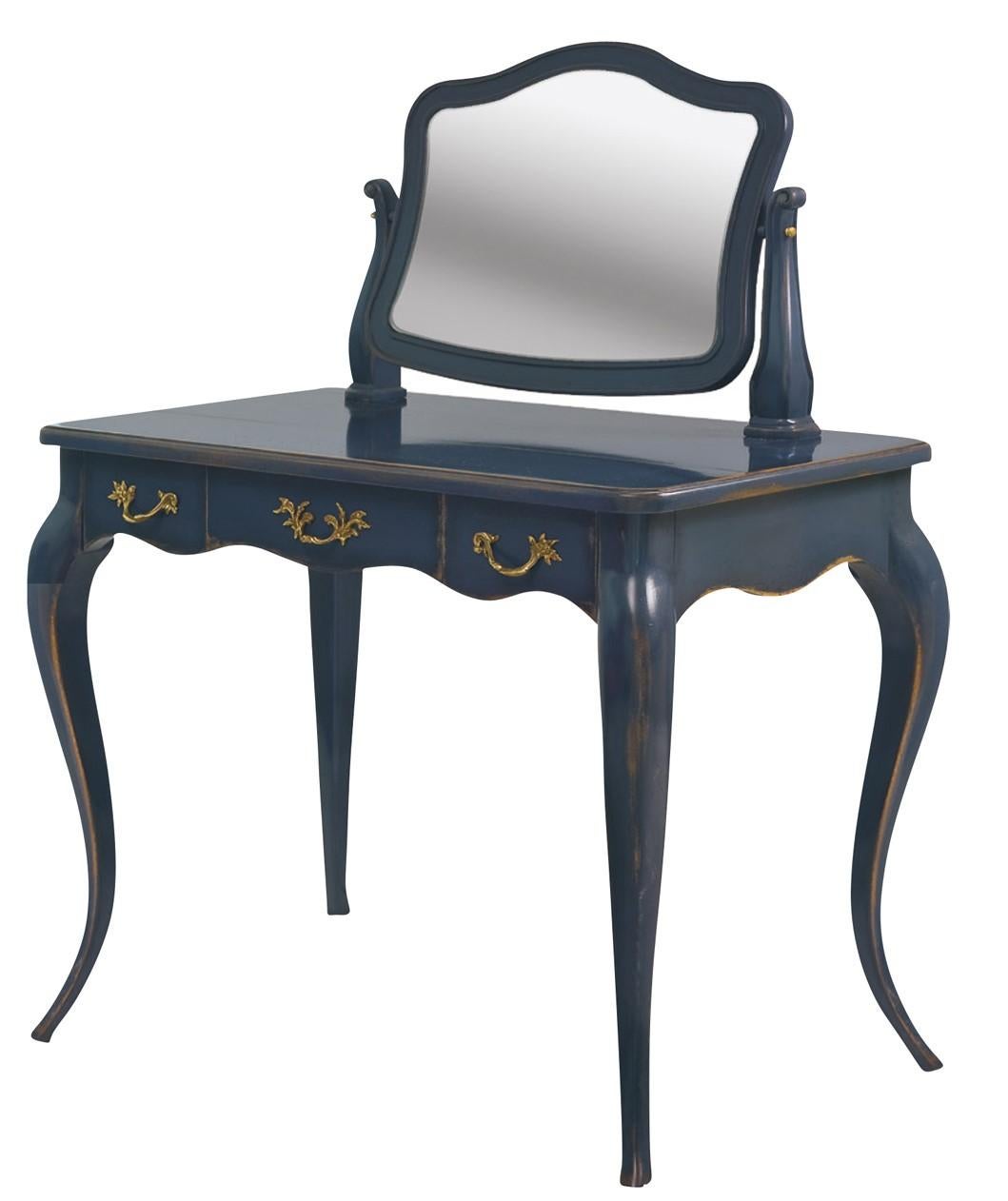 Patinated Blue Coiffeuse Louis XV