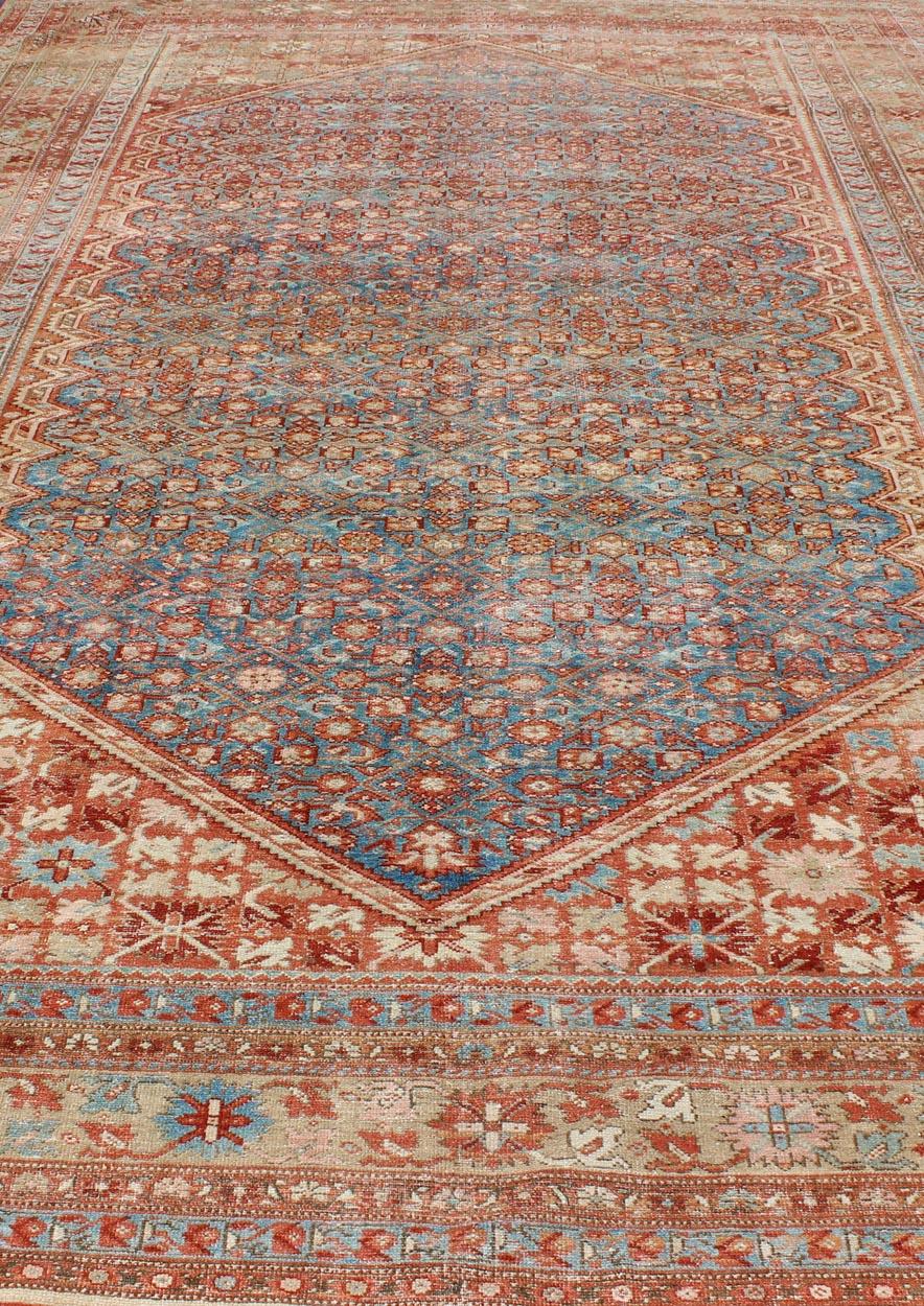 Blue Colored Large Antique Persian Malayer Rug with All-Over Design For Sale 4