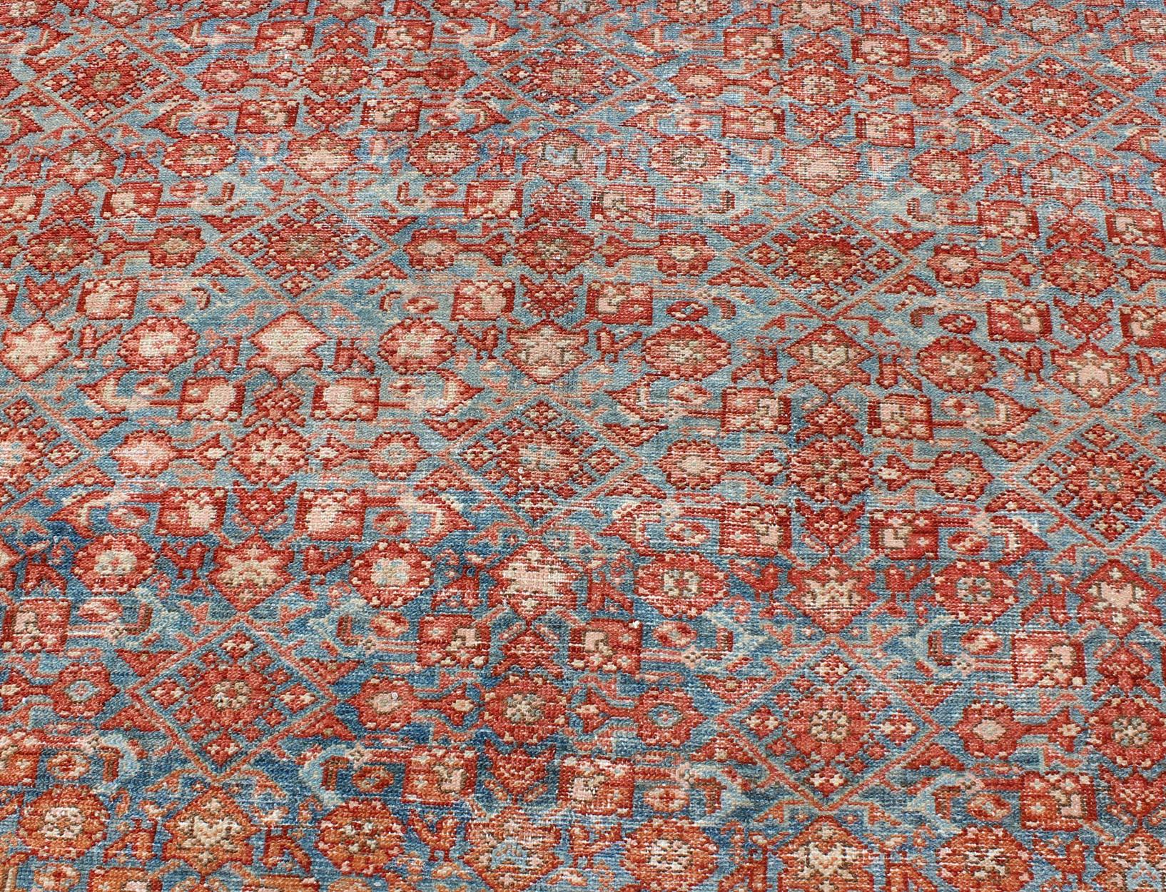 Blue Colored Large Antique Persian Malayer Rug with All-Over Design For Sale 6