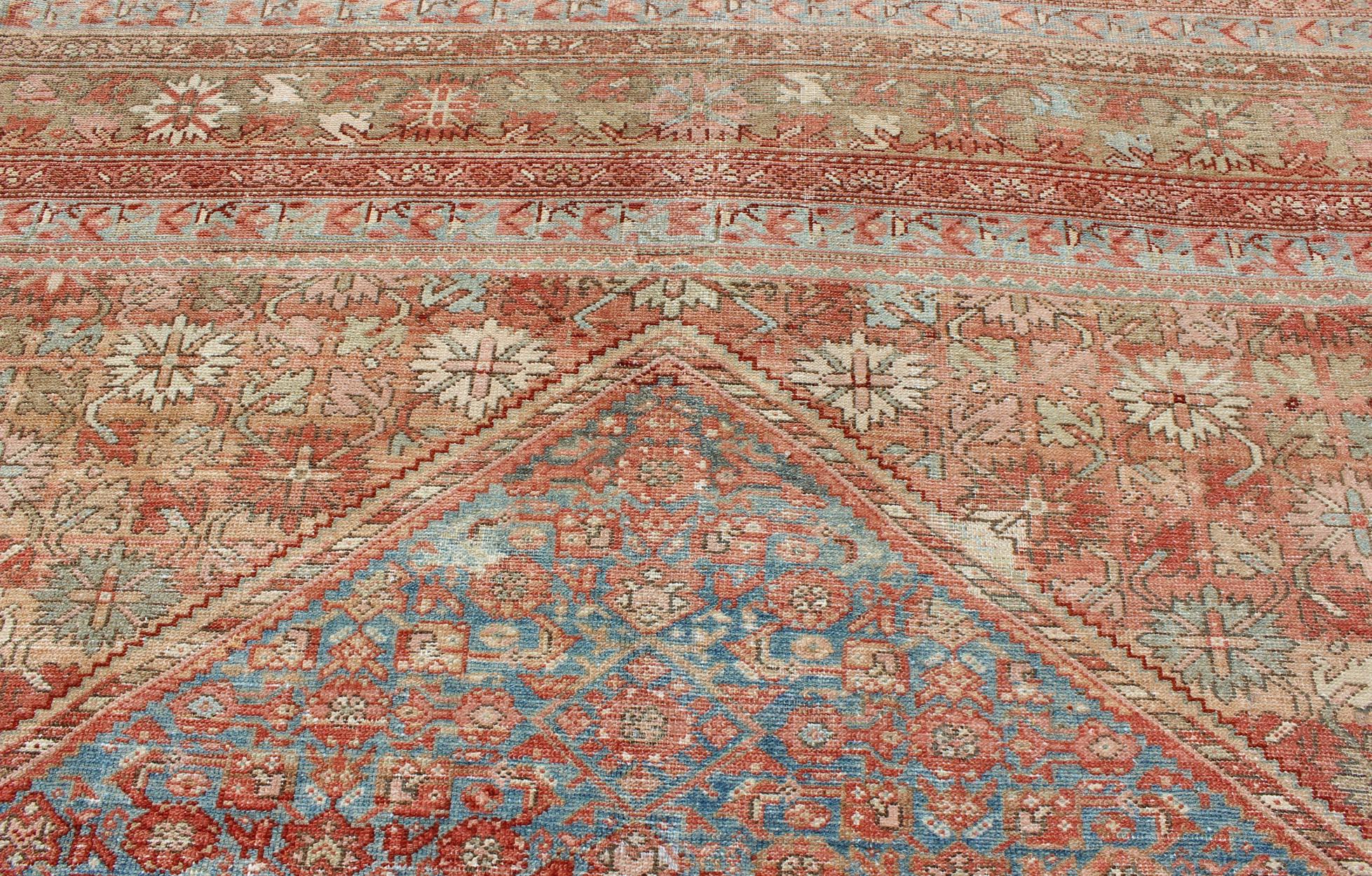 Blue Colored Large Antique Persian Malayer Rug with All-Over Design For Sale 7