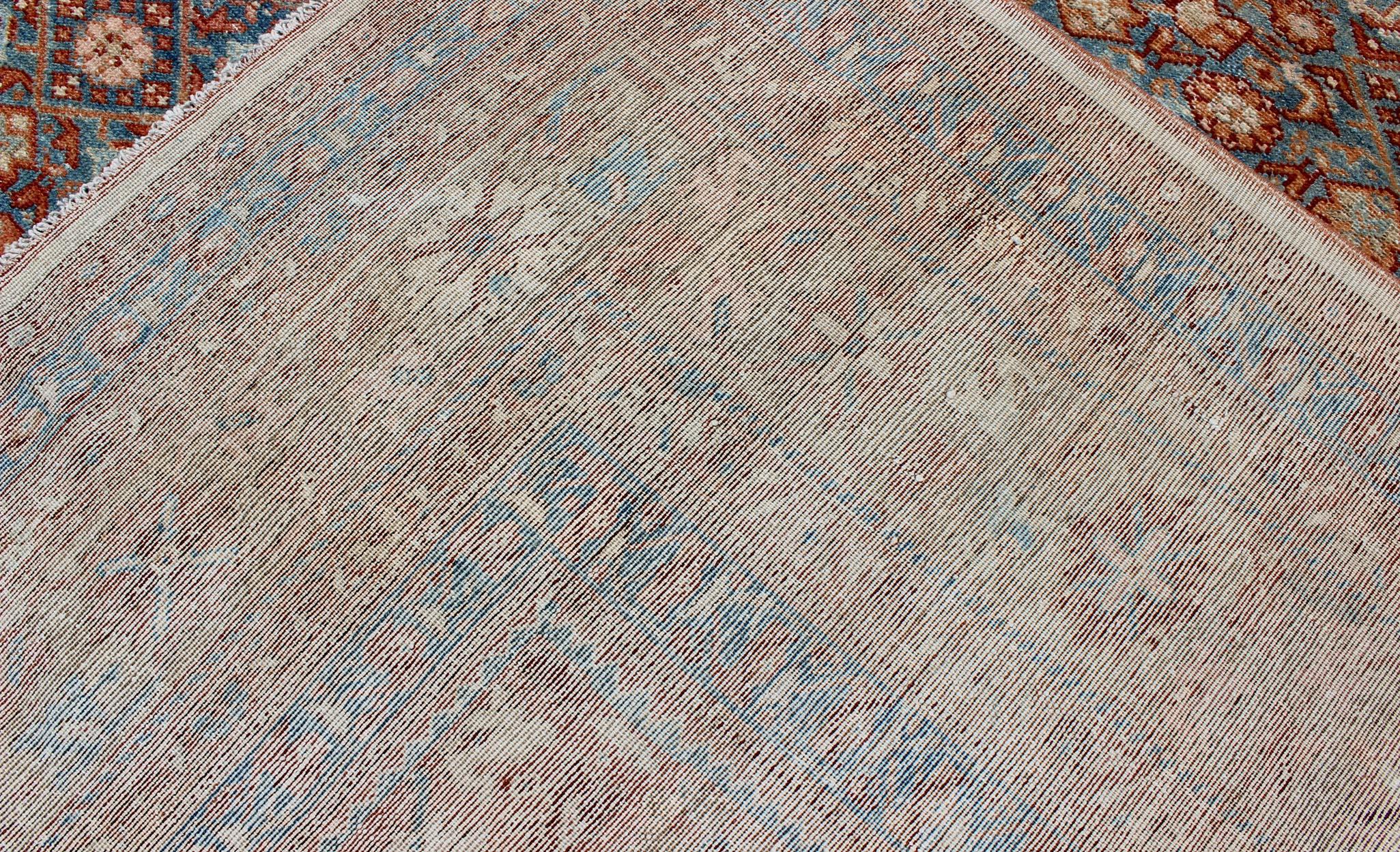 Blue Colored Large Antique Persian Malayer Rug with All-Over Design For Sale 8