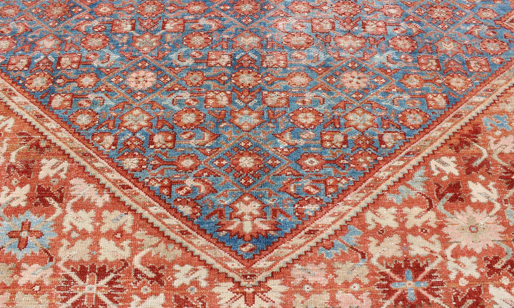 Blue Colored Large Antique Persian Malayer Rug with All-Over Design For Sale 2