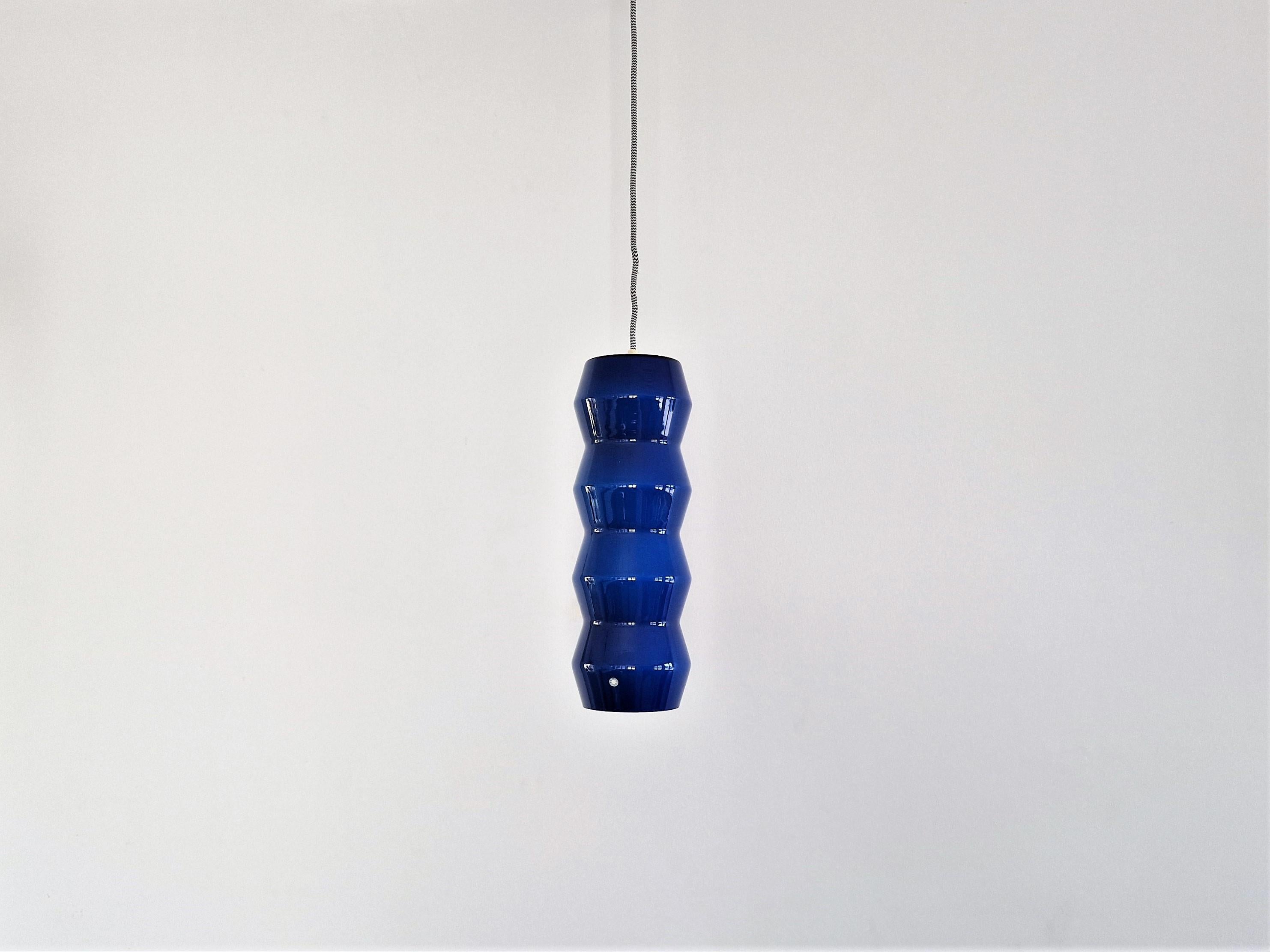 Blue Colored Murano Glass Pendant Lamp, Sweden 1960s For Sale 1