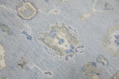 Blue Colorful Floral Design Handwoven Wool Turkish Oushak Rug 5' X 9'6"