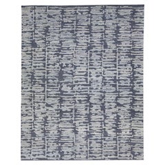 Tappeto Berwyn contemporaneo blu in lana con struttura a mano