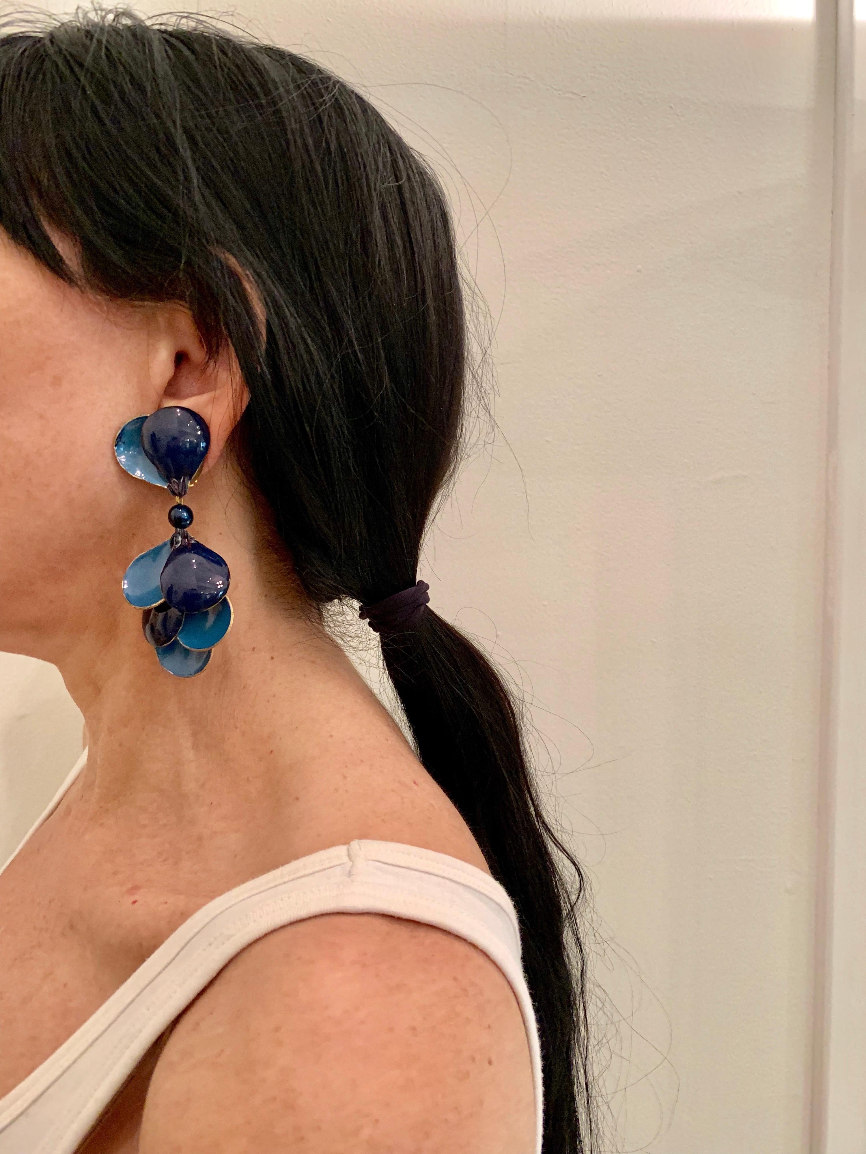 Blue Contemporary Statement Earrings  In New Condition In Palm Springs, CA