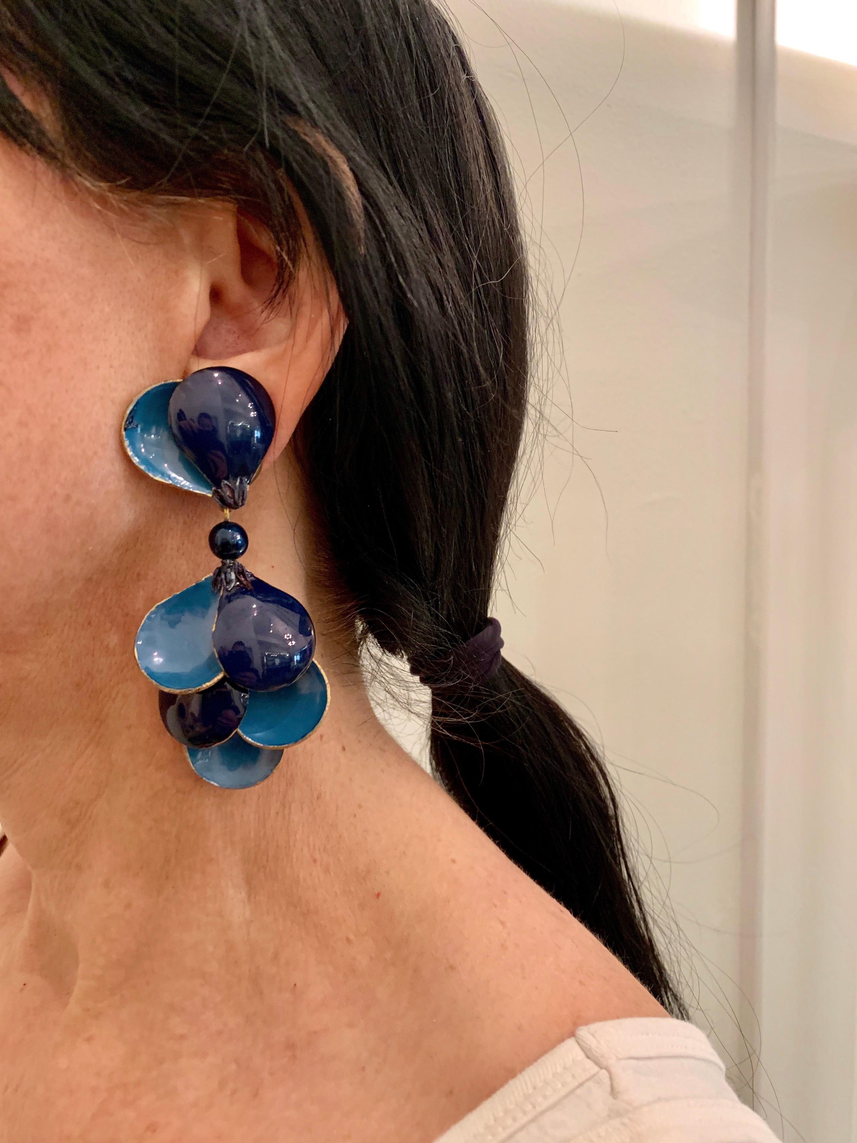 Women's Blue Contemporary Statement Earrings 