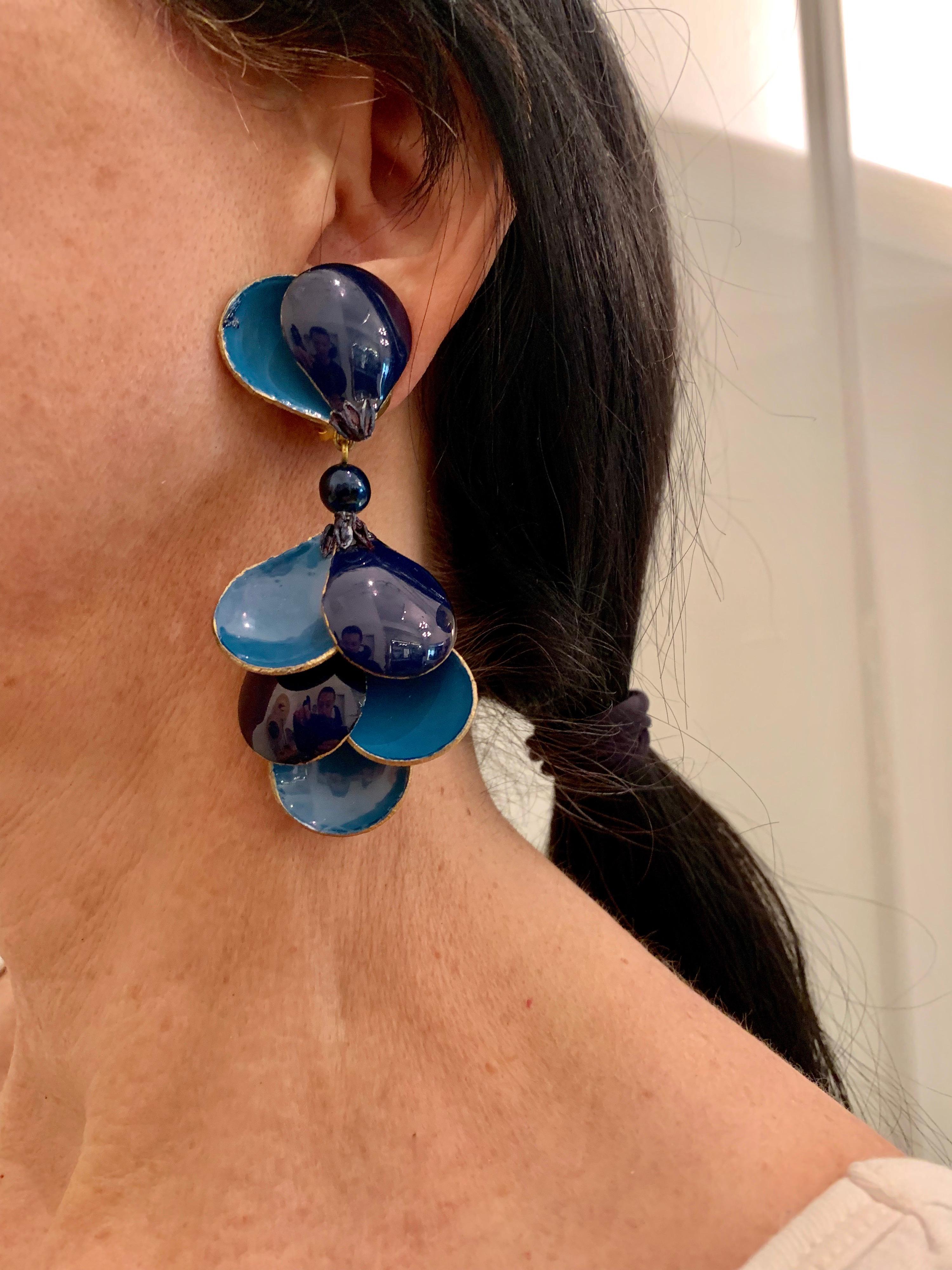 Blue Contemporary Statement Earrings  1