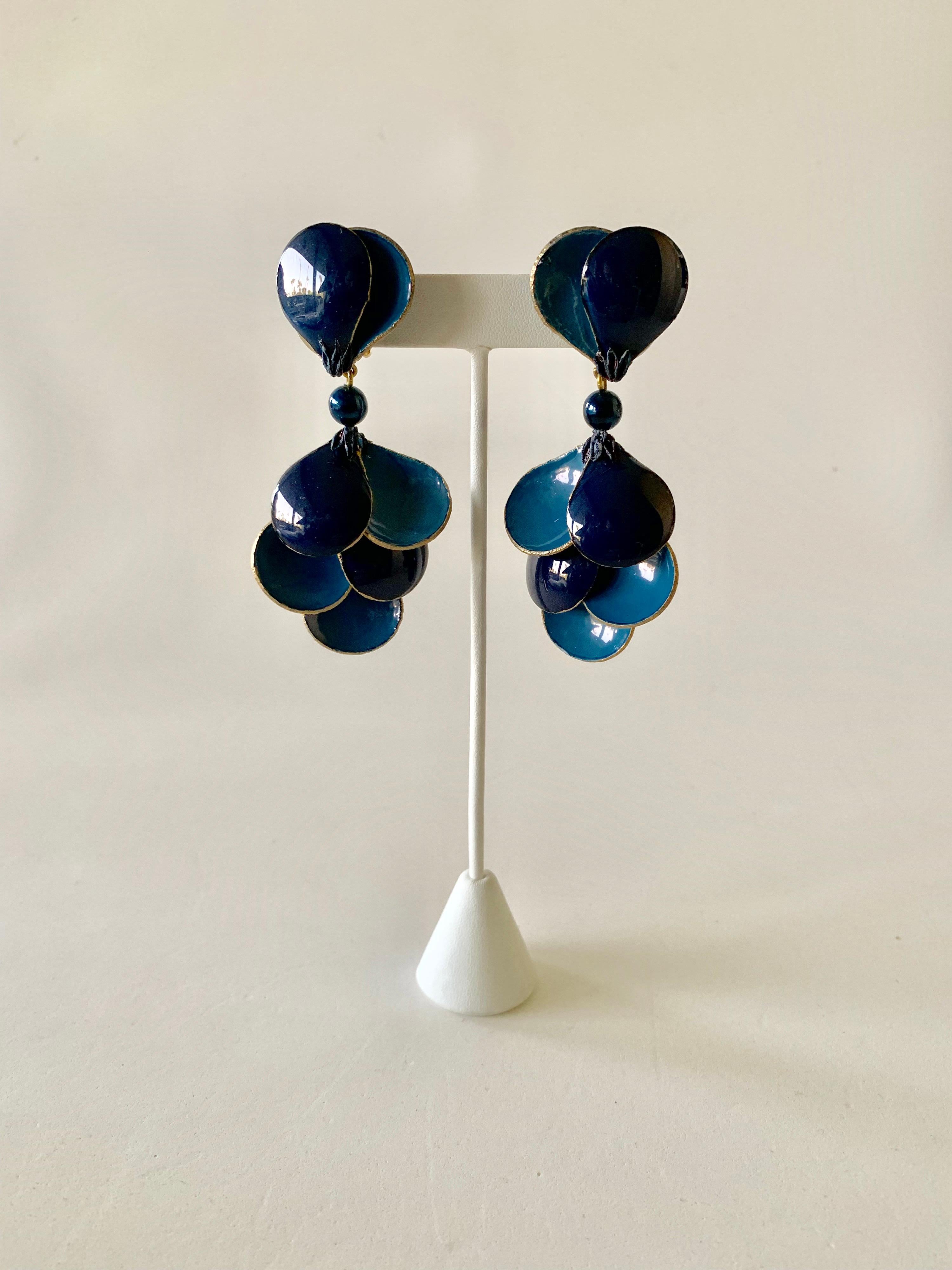 Blue Contemporary Statement Earrings  2