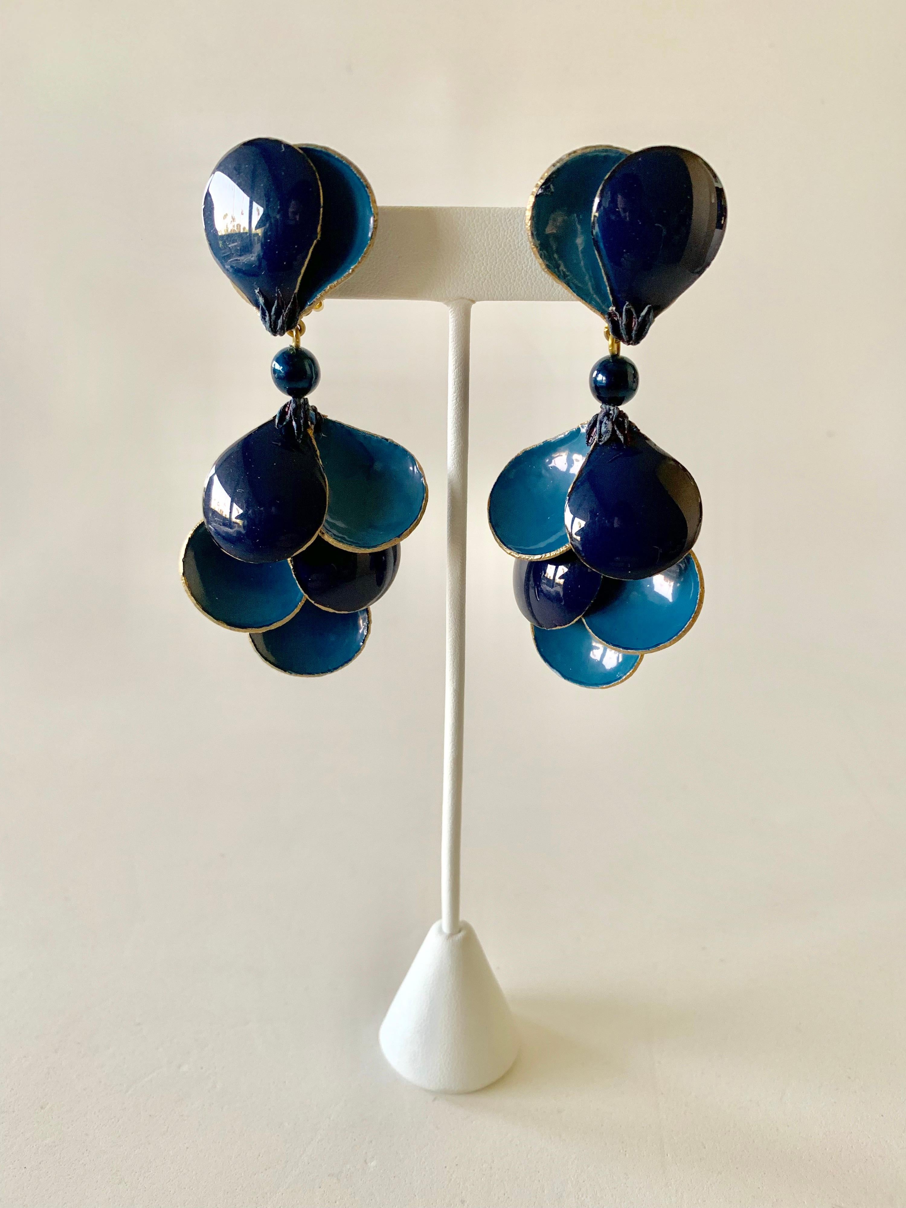 Blue Contemporary Statement Earrings  3