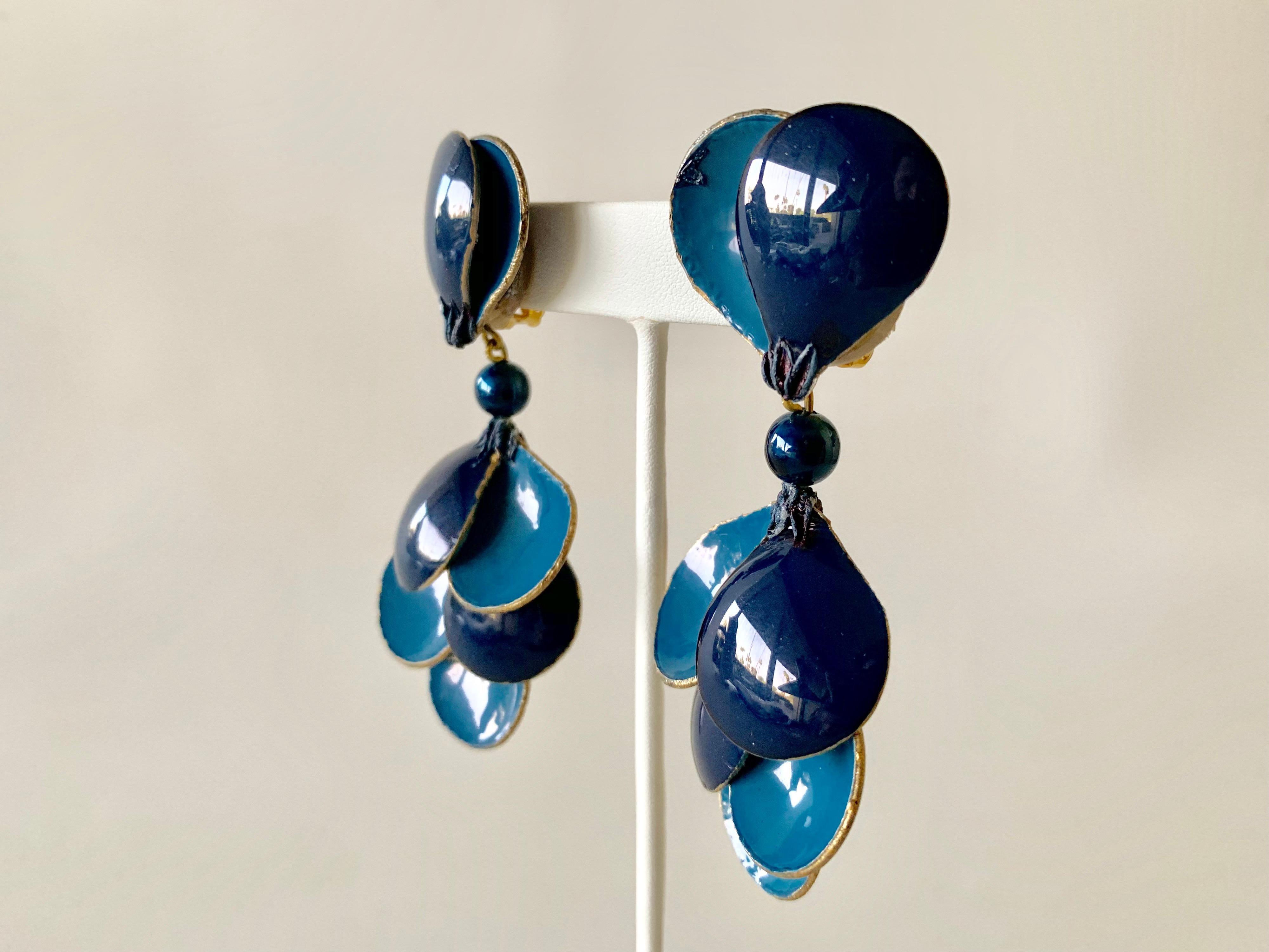 Blue Contemporary Statement Earrings  4