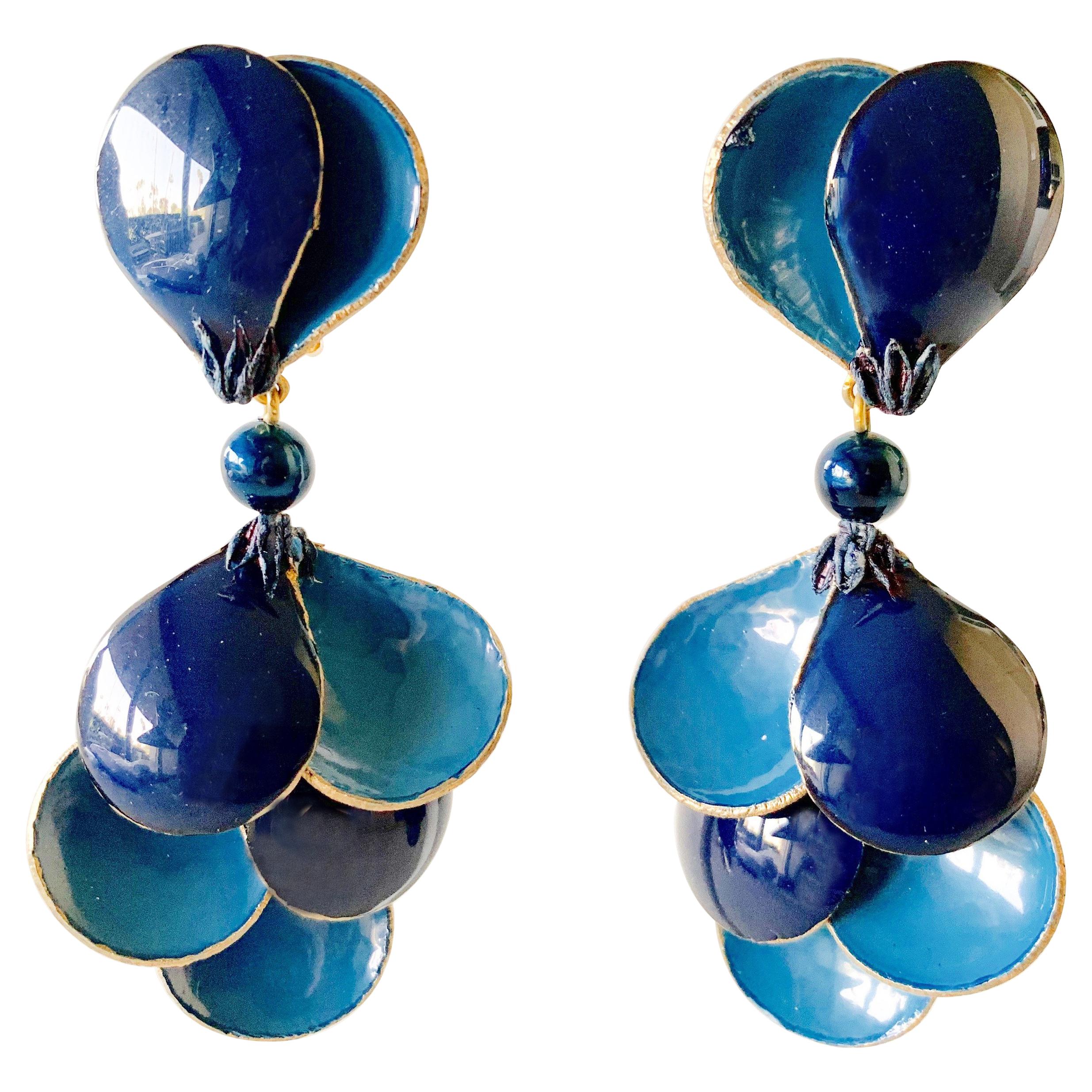 Blue Contemporary Statement Earrings 
