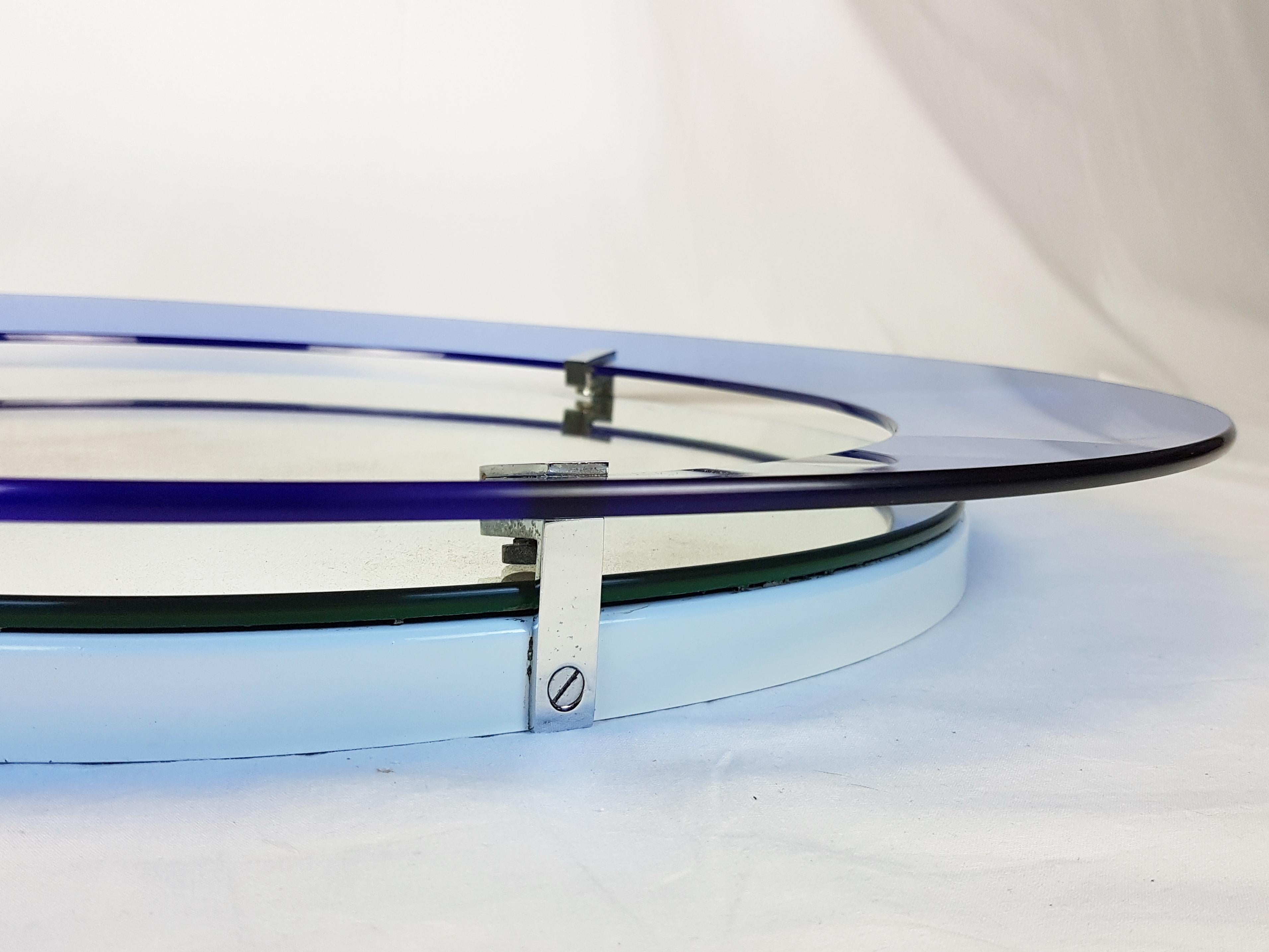 Runder spiegel aus blauem konvexem glas und verchromtem metall von Veca (Beschichtet) im Angebot