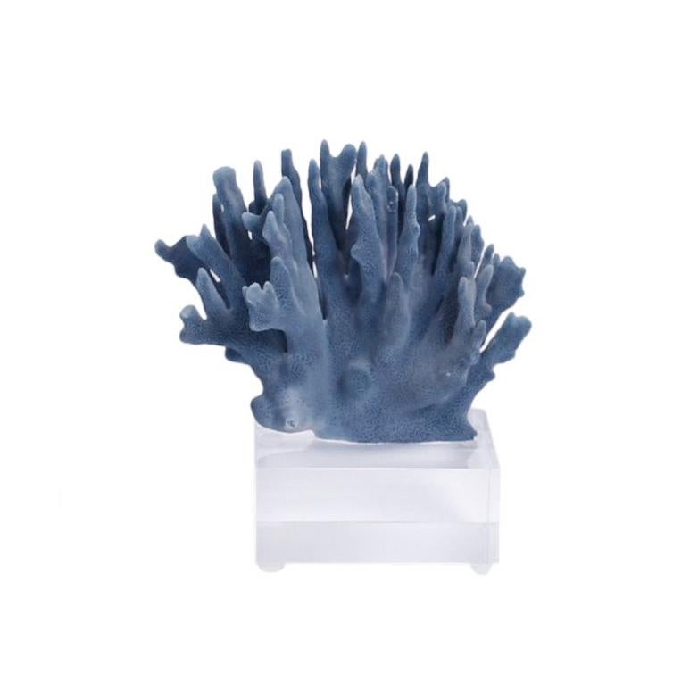 Solomon Islands Blue Coral Sculpture on Lucite Priced 