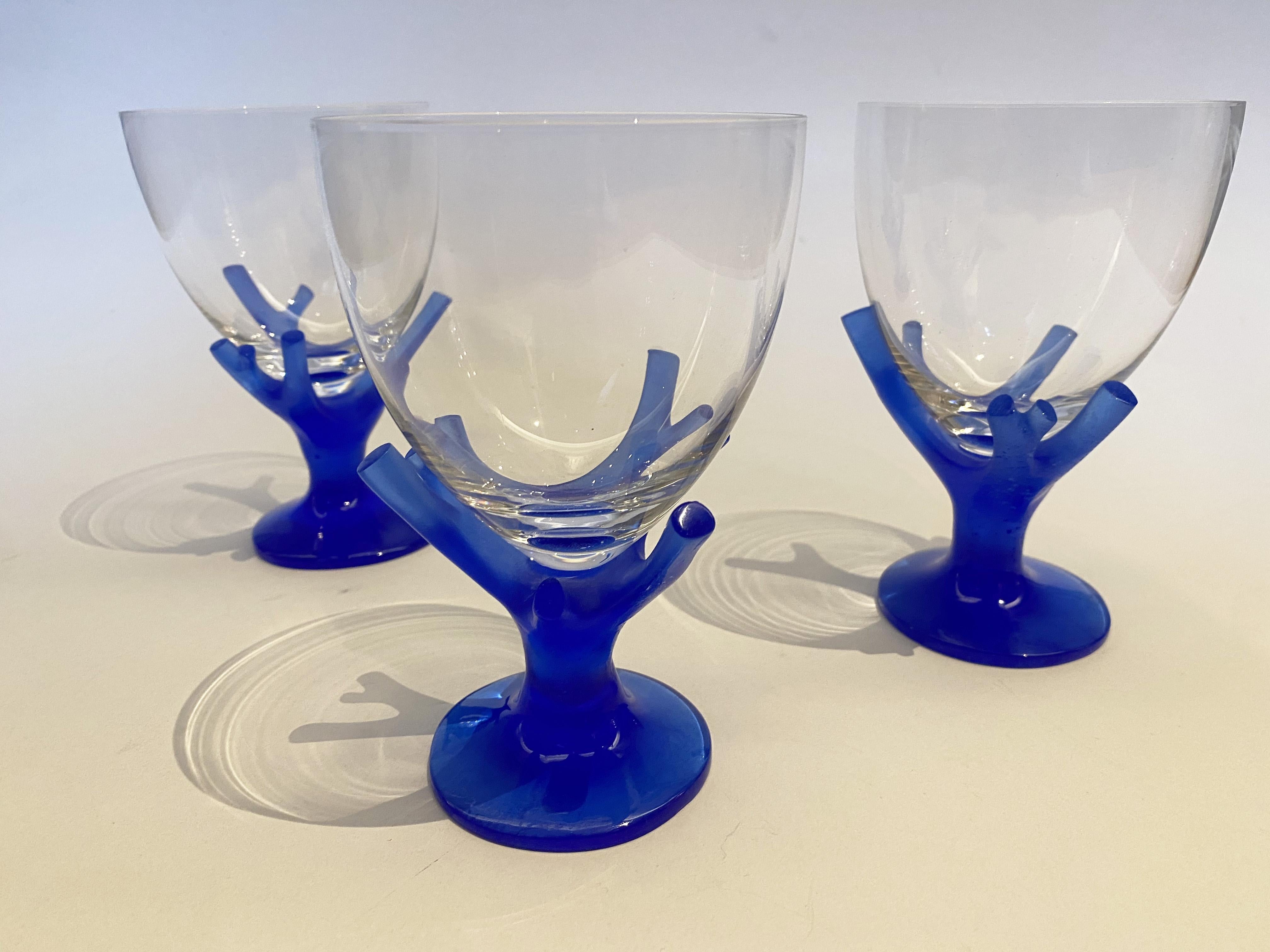 A rare set of 3 glasses by Elizabeth Garouste and Mattia Bonetti for Daum, from the Trapani serie.
