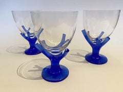 Blue Coral "Trapani" Glasses by Garouste and Bonetti for Daum, France, 1980s.
