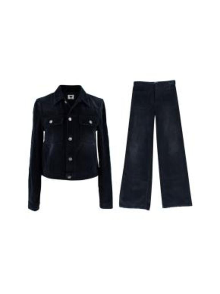 Dior Blue Corduroy Jacket & Pants
 

 - Navy blue corduroy jacket and trouser set 
 Jacket:
 - Collared jacket with silver logo buttons down the centre 
 - 2 buttoned chest pockets
 - 2 open side pockets 
 - Embroidered bee logo in navy
 - Unlined 
