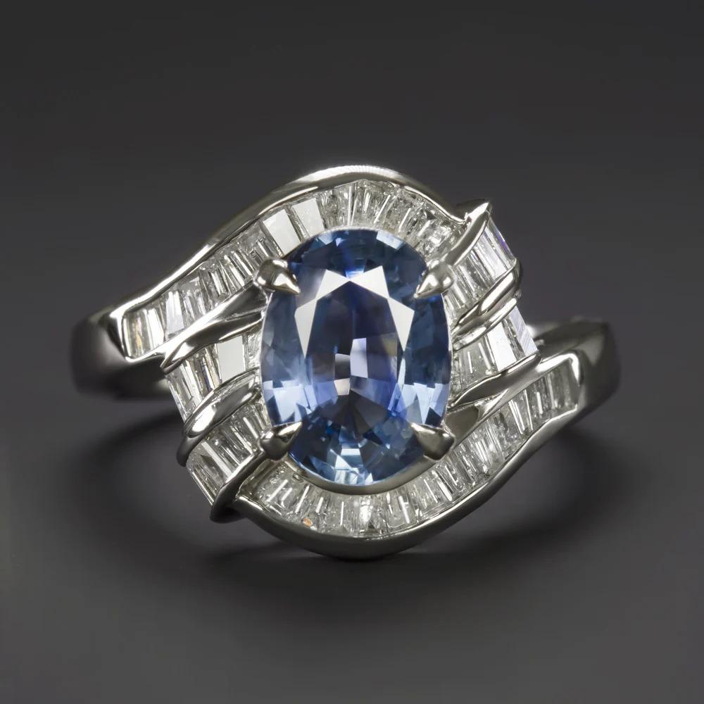 Modern Blue Cornflower Sapphire Diamond Ring