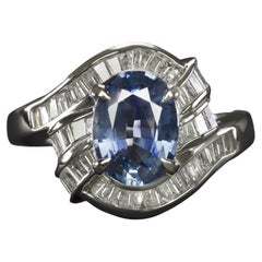 Blue Cornflower Sapphire Diamond Ring