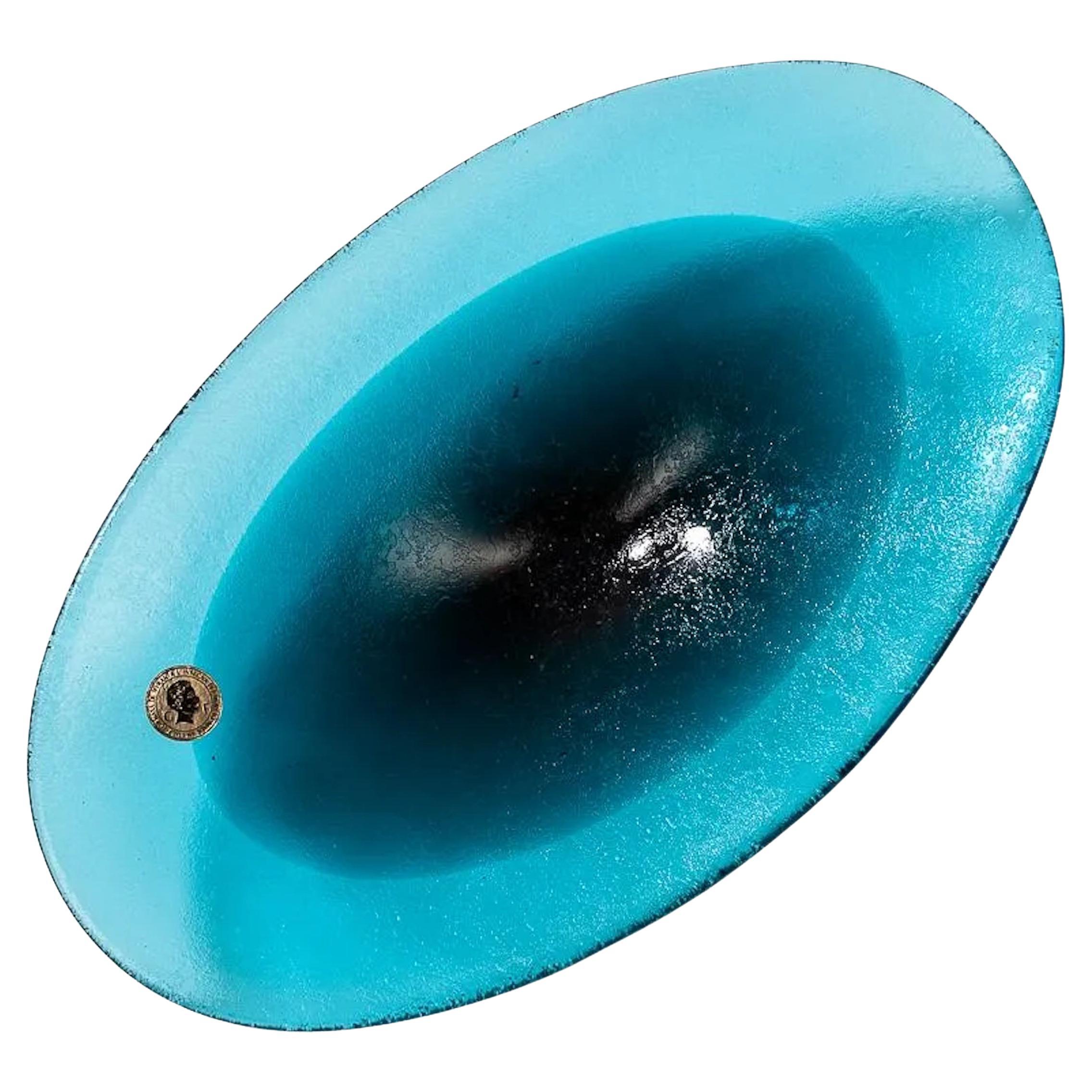 Blue Corroso Murano Glass Bowl For Sale