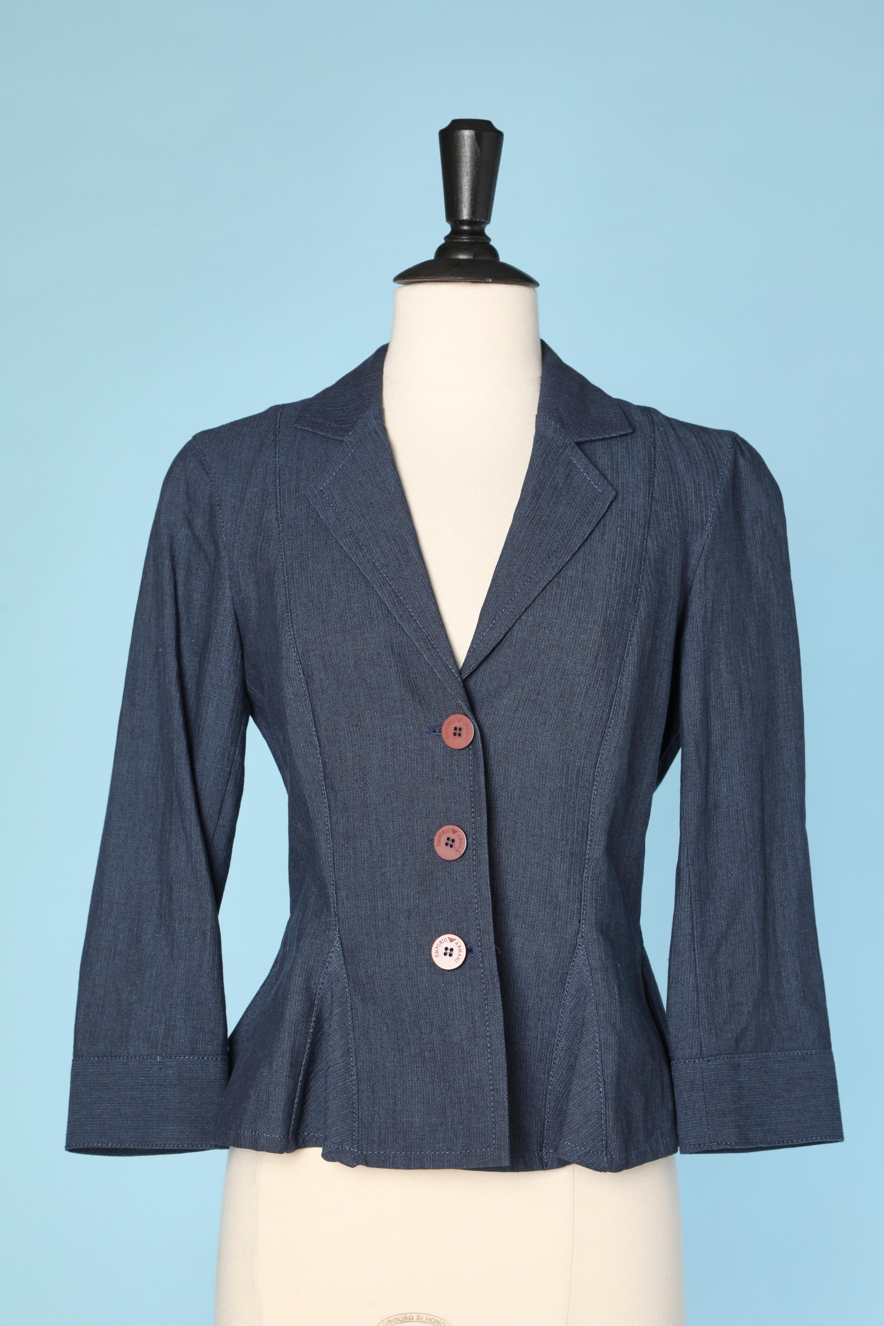 Blue coton  and linen (denim aspect) blazer without lining 
