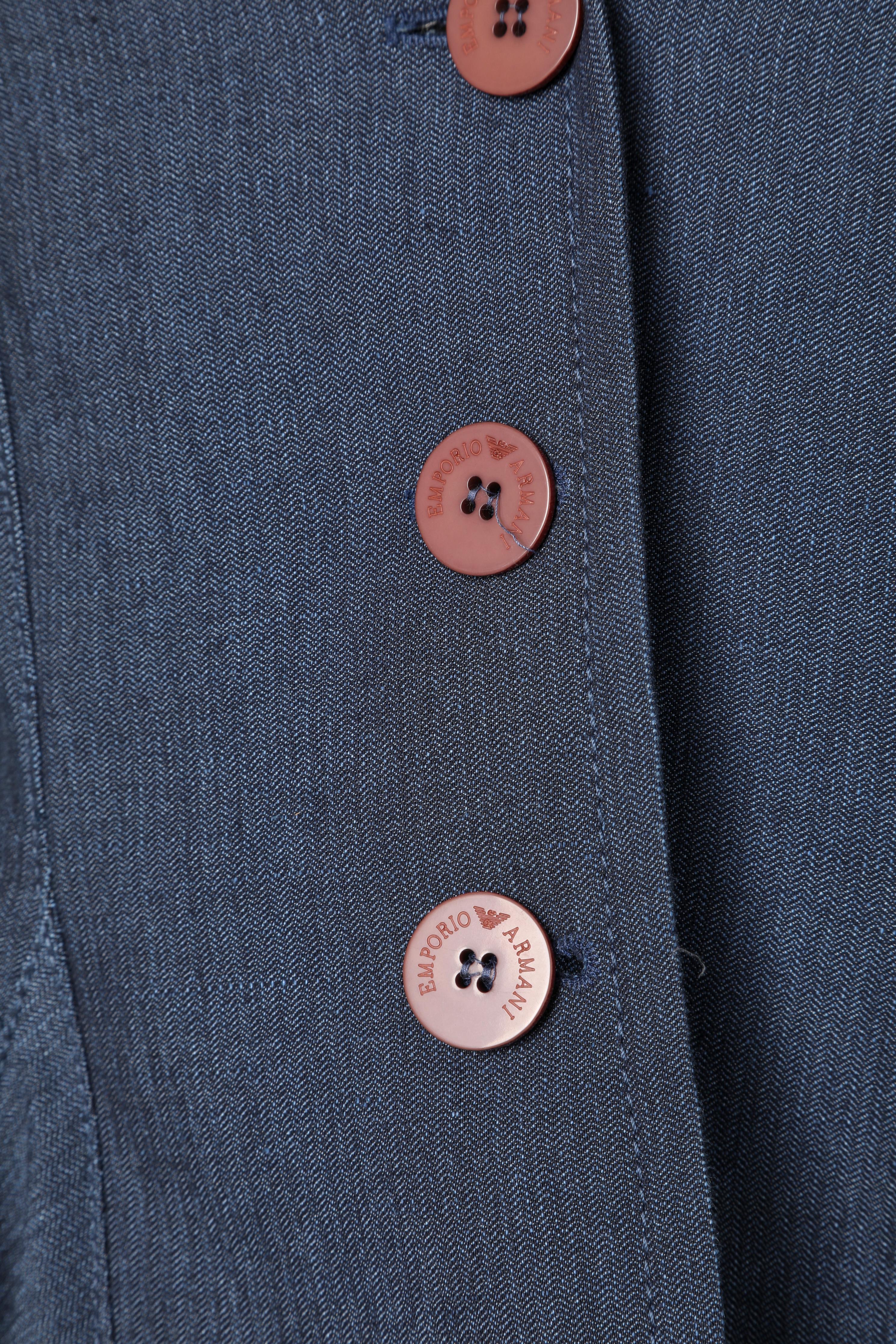 Black Blue coton and linen  blazer Emporio Armani  For Sale