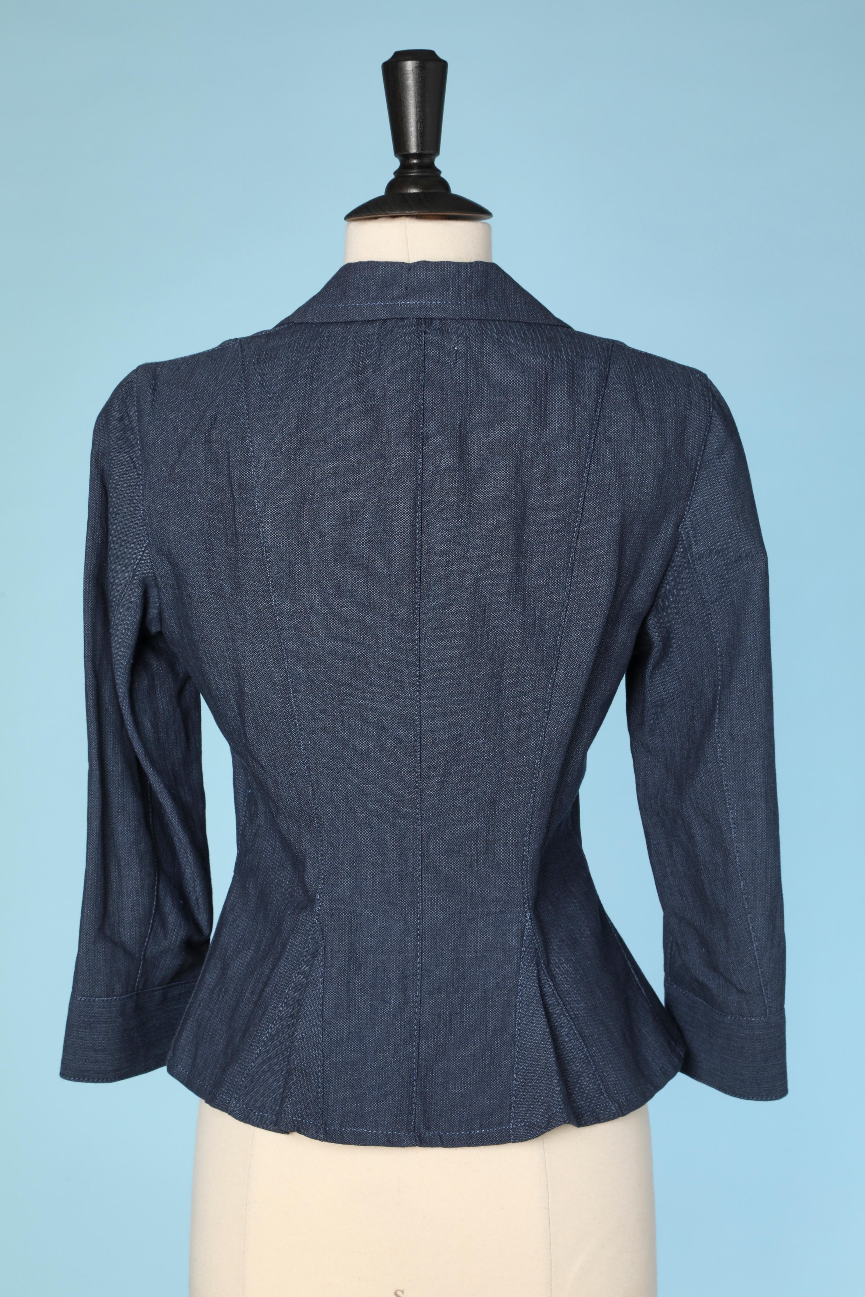 Women's Blue coton and linen  blazer Emporio Armani  For Sale