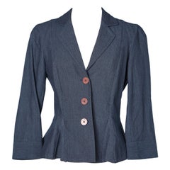 Cotón azul y lino  blazer Emporio ARMANI