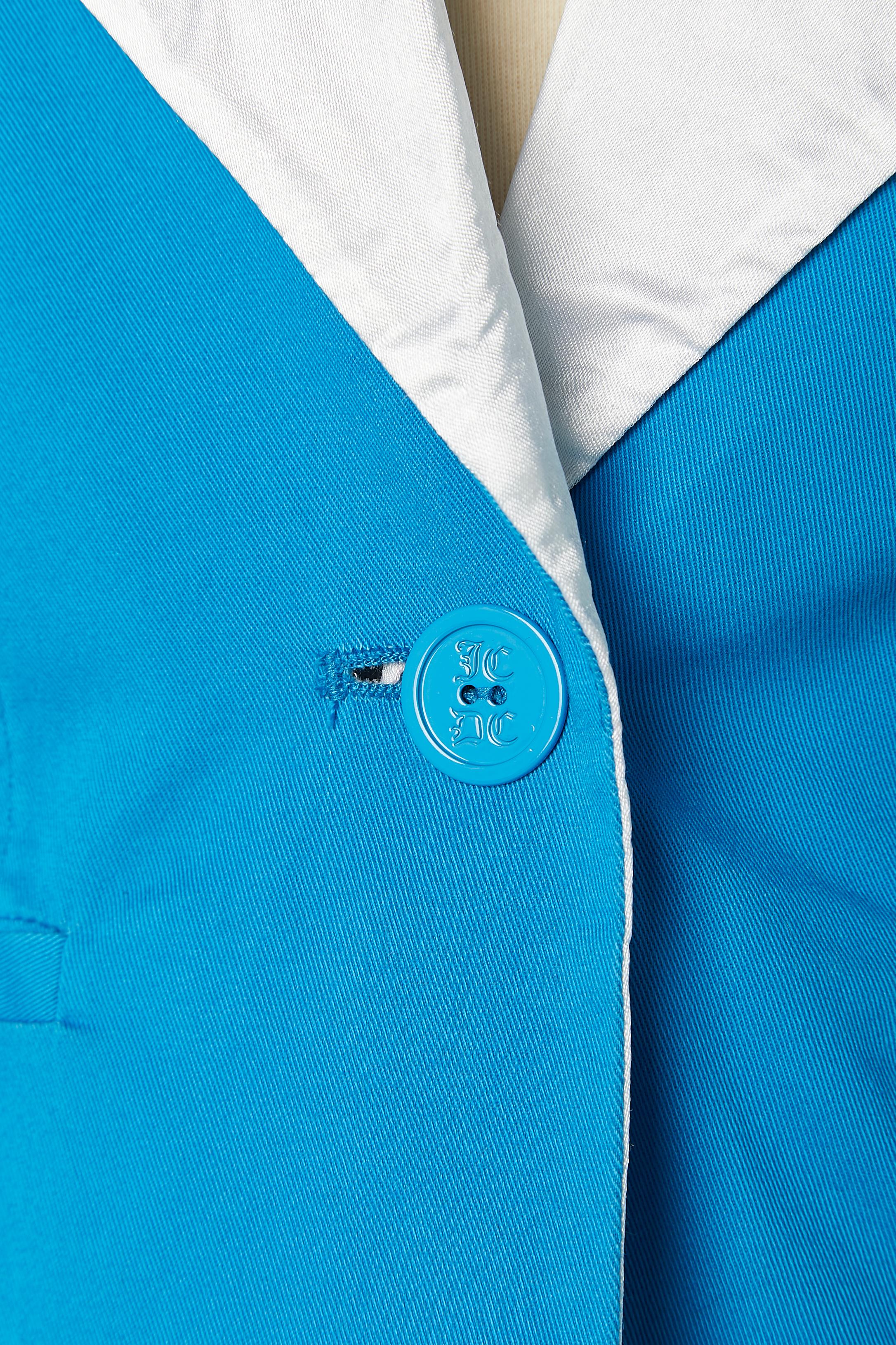 Blue cotton jacket with a white heart collar JC/DC (Jean-Charles de Castelbajac) In Good Condition For Sale In Saint-Ouen-Sur-Seine, FR