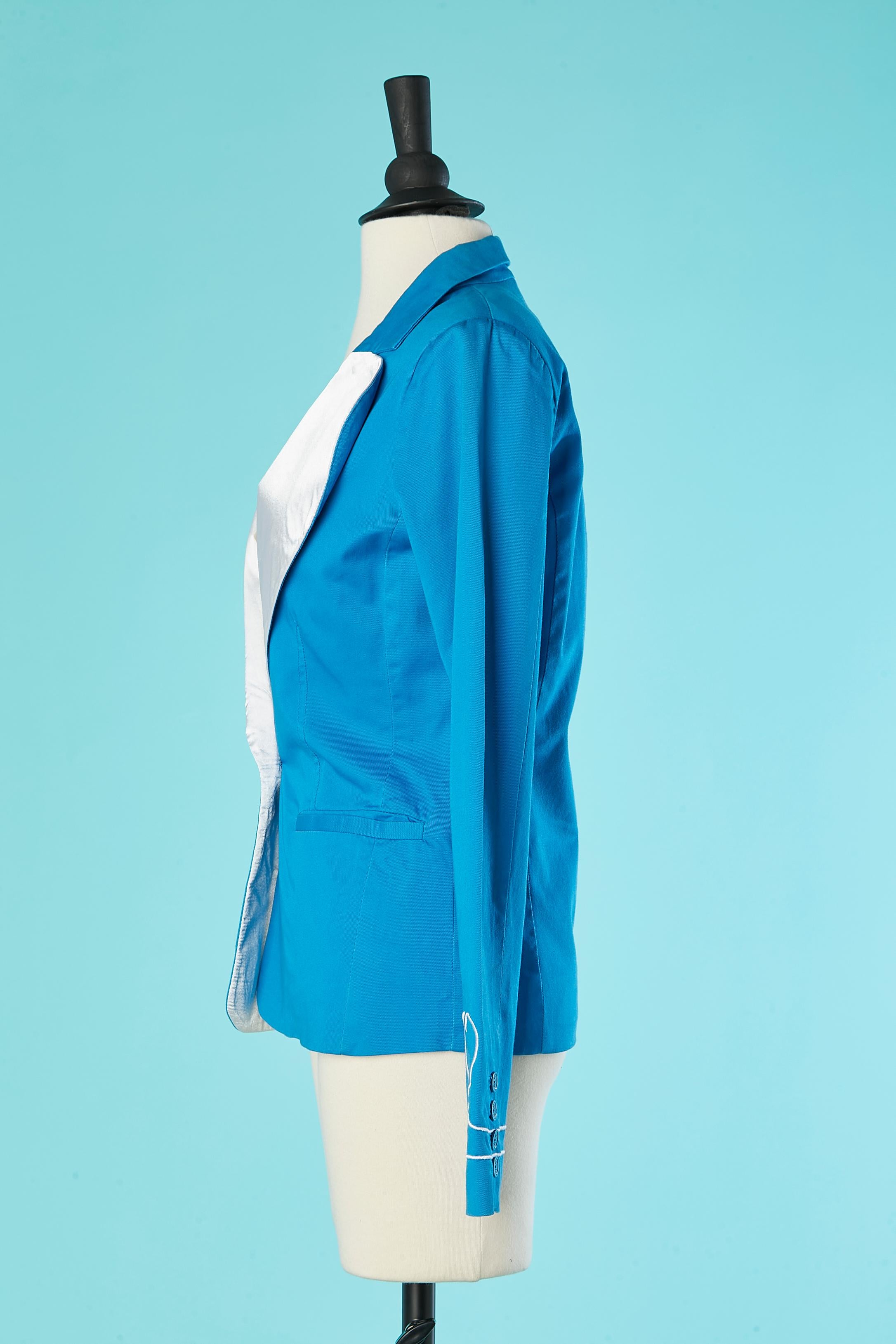 Blue cotton jacket with a white heart collar JC/DC (Jean-Charles de Castelbajac) For Sale 1