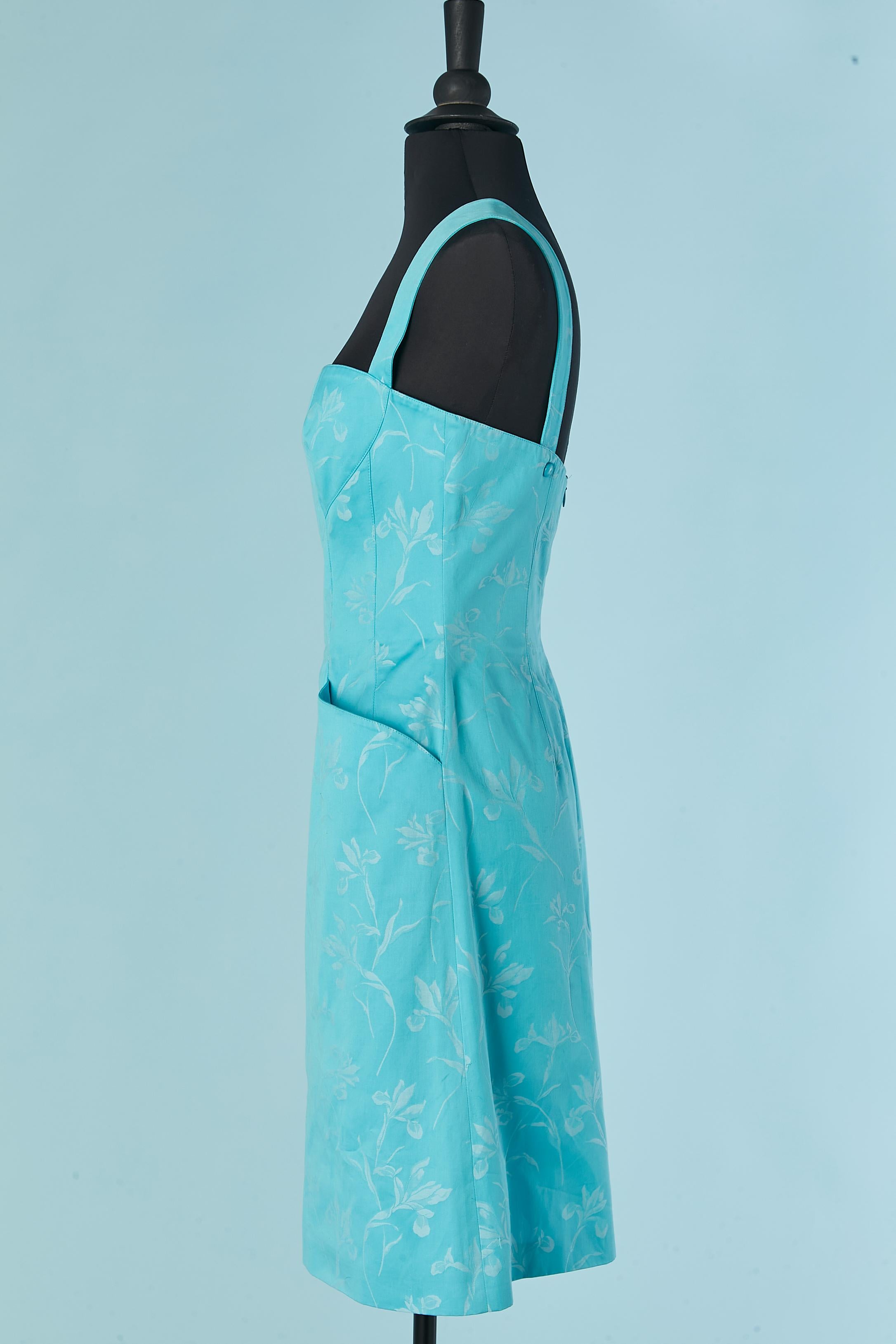 Donna Cotone jacquard blu con motivo floreale Mugler in vendita