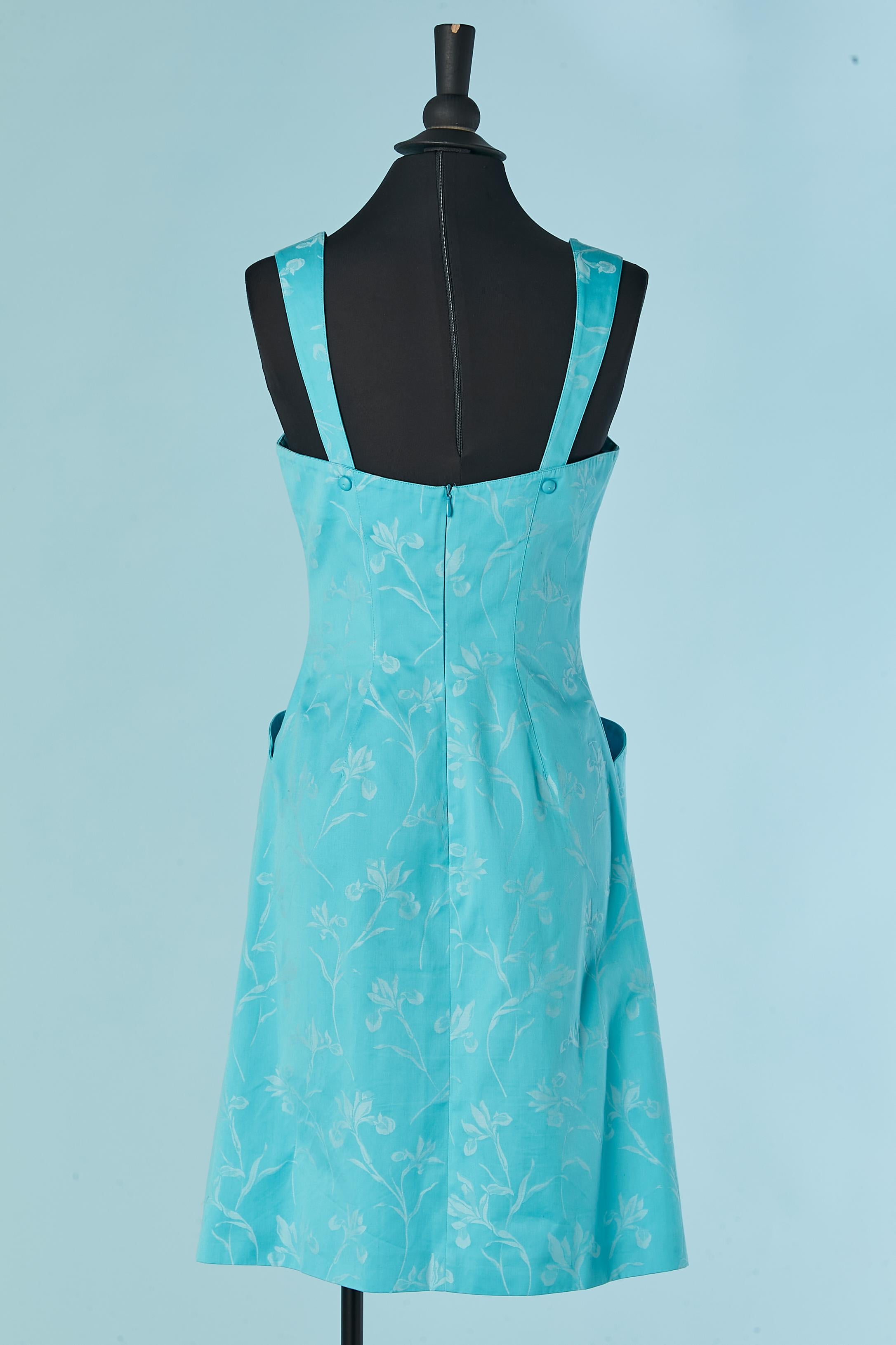 Cotone jacquard blu con motivo floreale Mugler in vendita 1