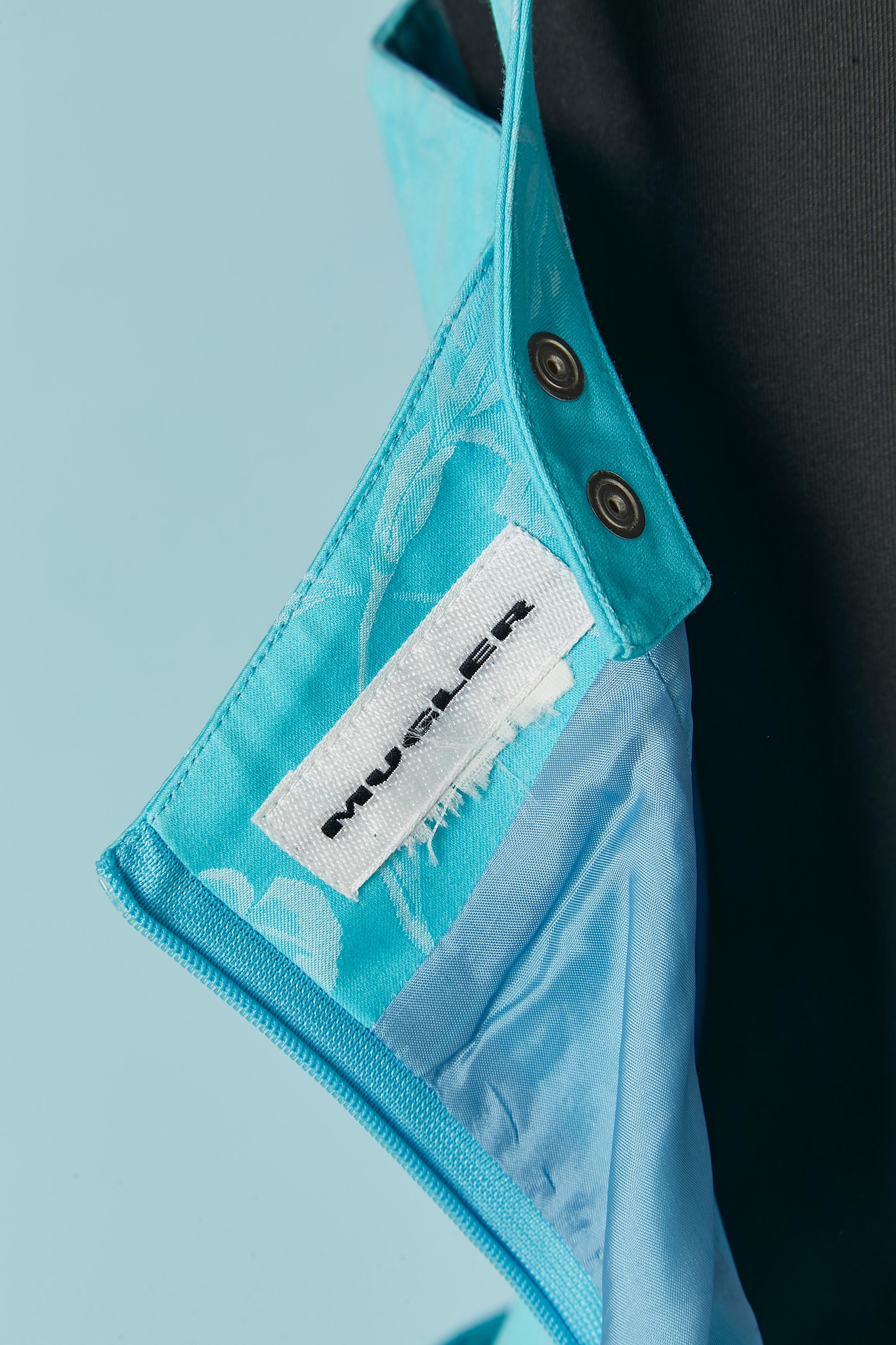 Cotone jacquard blu con motivo floreale Mugler in vendita 4
