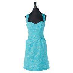Cotone jacquard blu con motivo floreale Mugler
