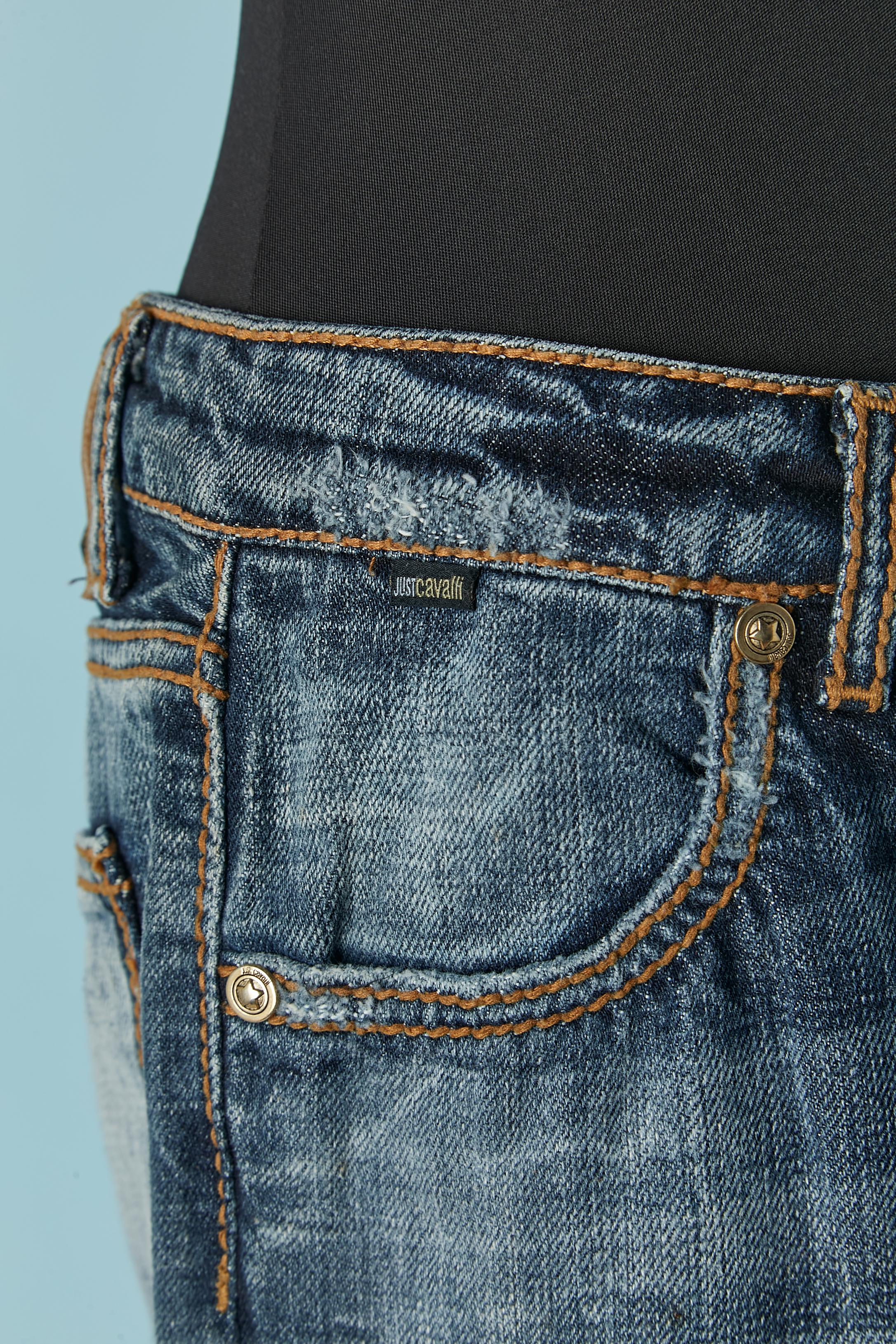 Women's or Men's Blue cotton jean with gold embellishment Just Cavalli For Sale