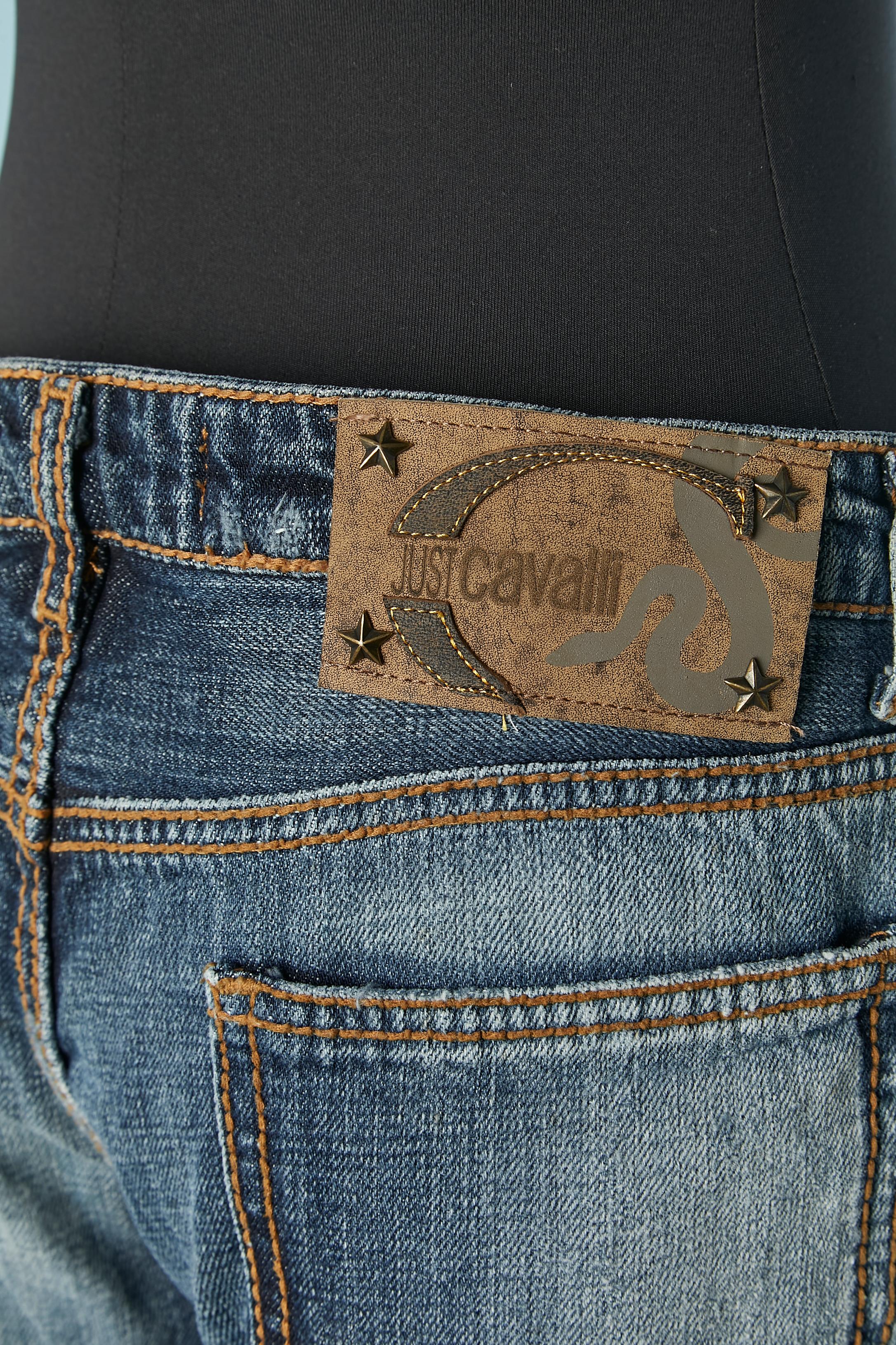 Blue cotton jean with gold embellishment Just Cavalli  For Sale 4