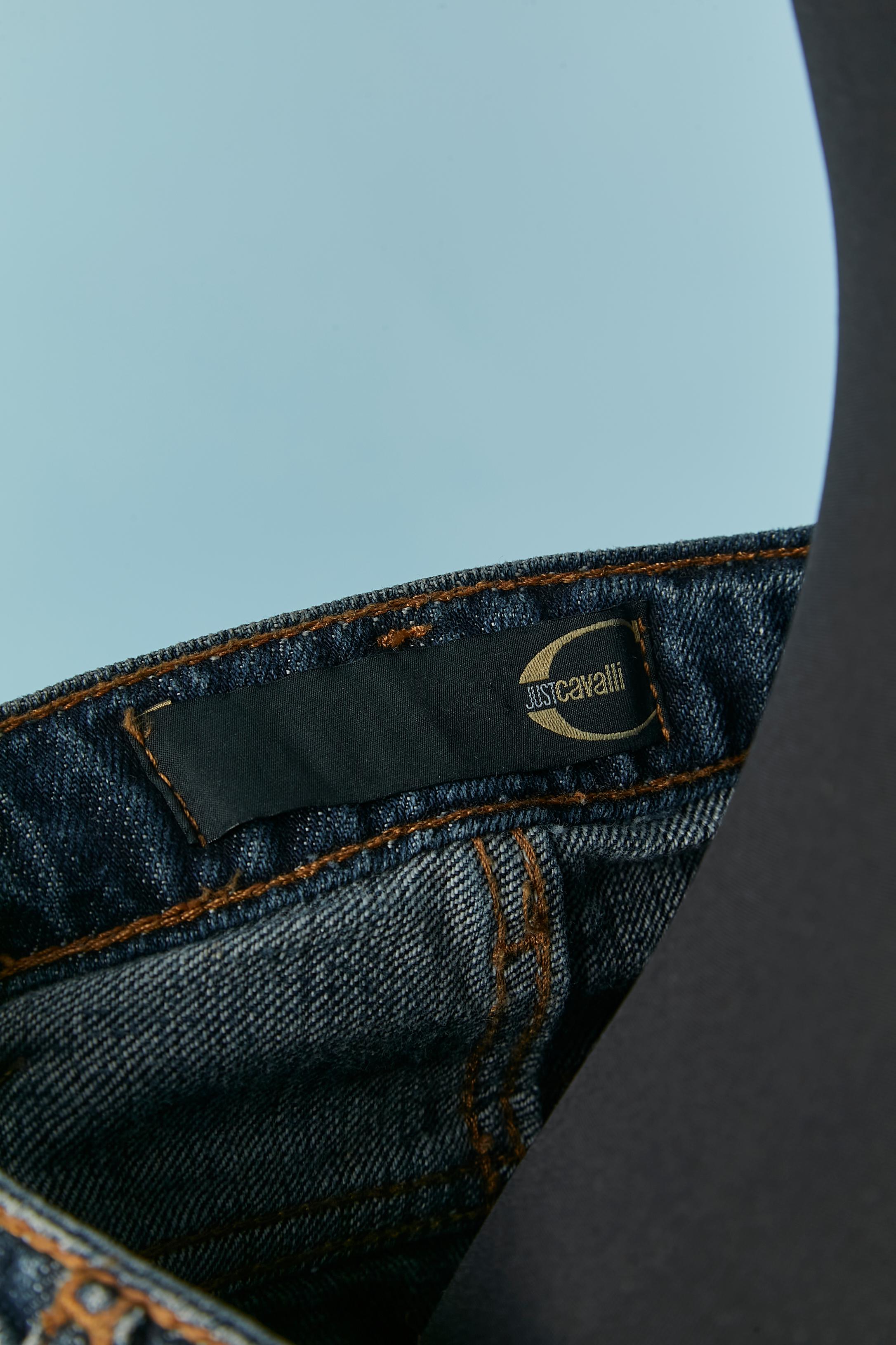 Blue cotton jean with gold embellishment Just Cavalli For Sale 4