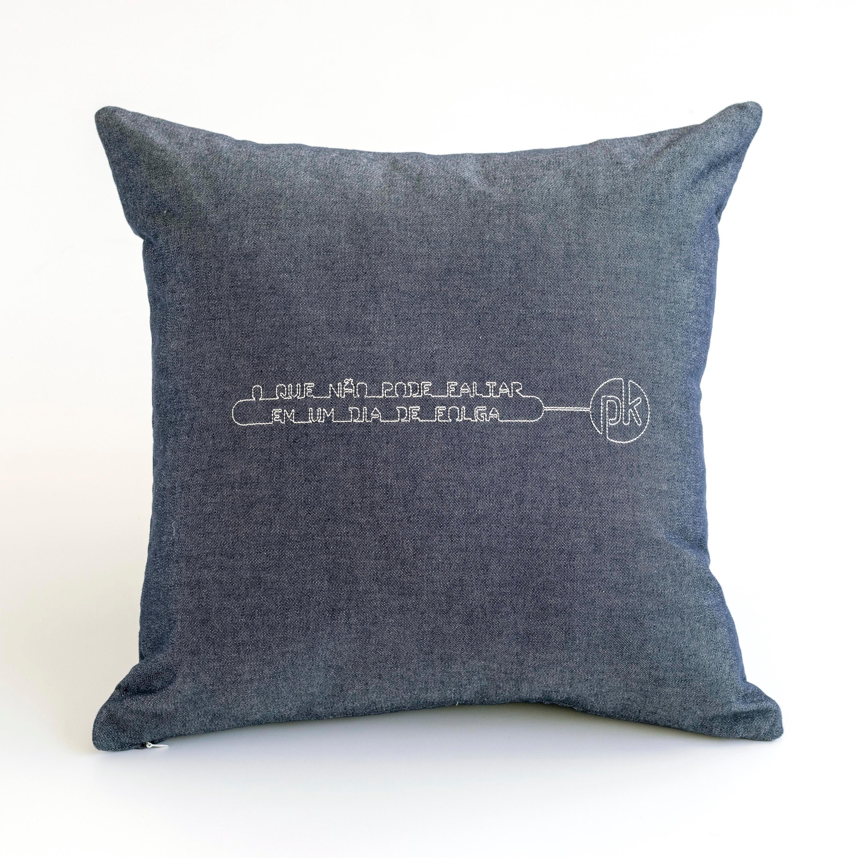 Modern Blue Cotton Matelasse Fan Pillow by Paulo Kobylka For Sale