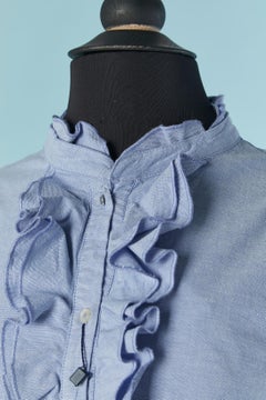 Blue cotton ruffle shirt ARMANI JEANS New