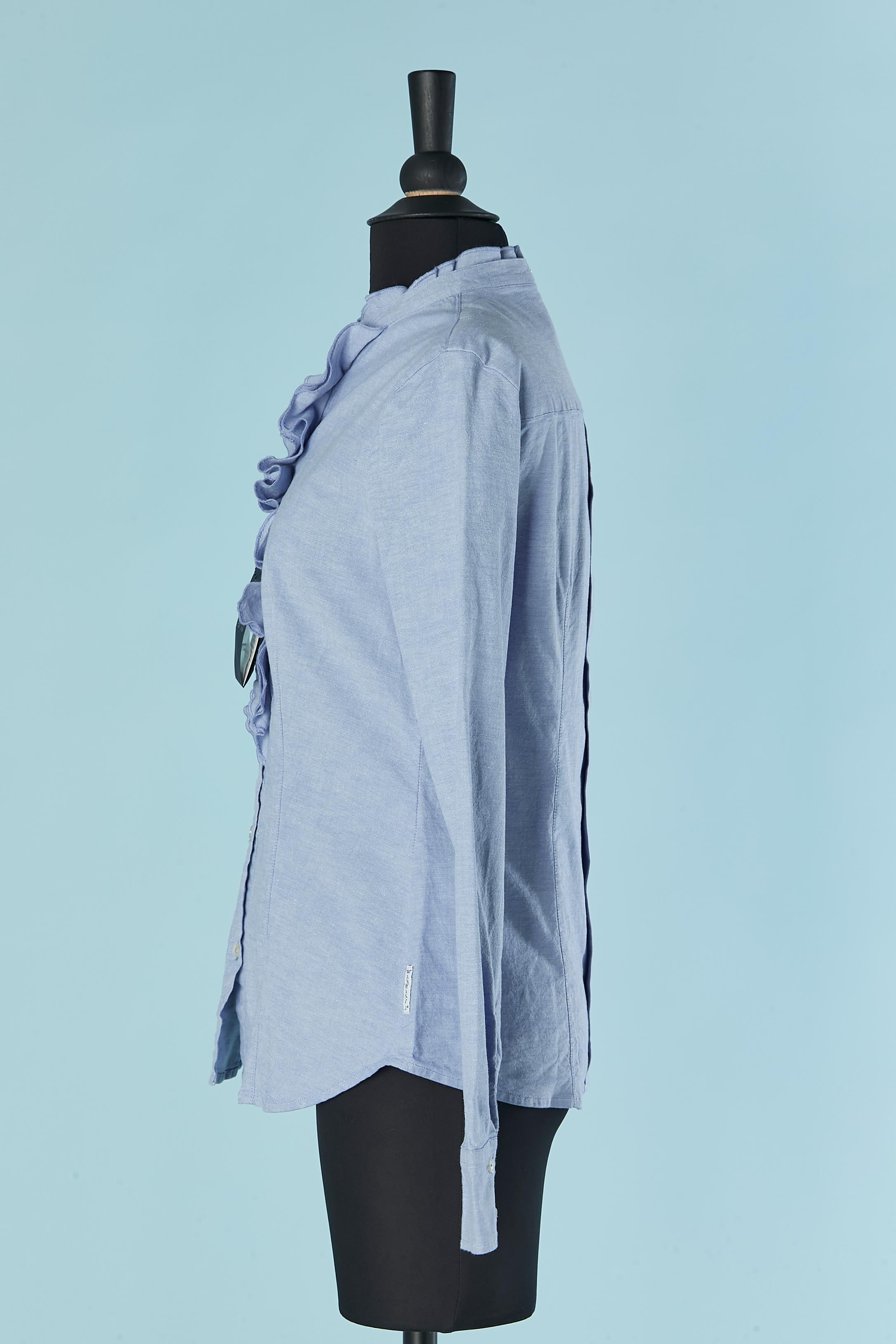 Blue cotton ruffle shirt ARMANI JEANS New For Sale 1