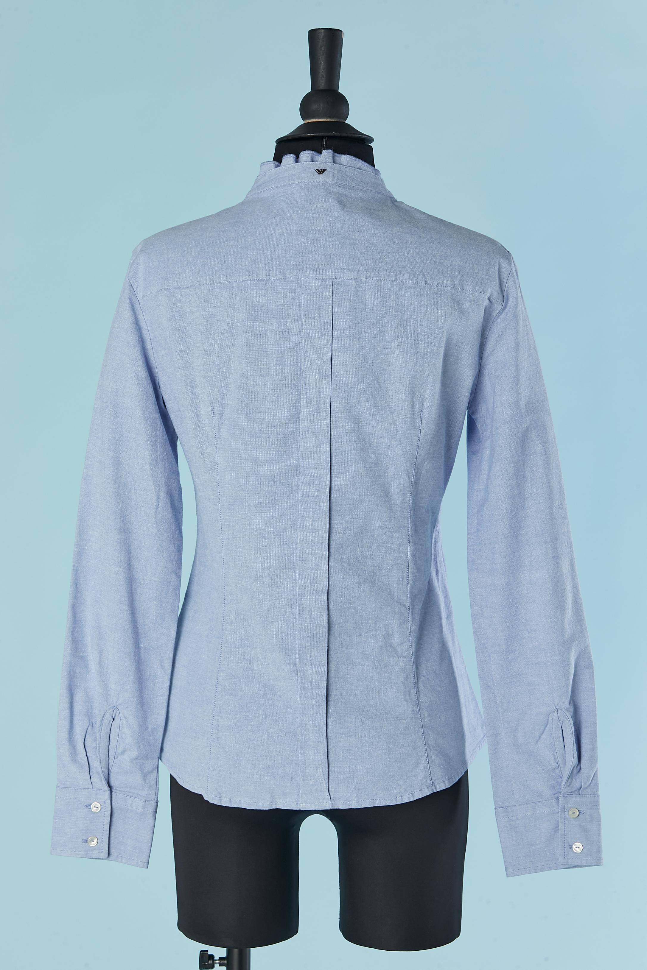 Blue cotton ruffle shirt ARMANI JEANS New For Sale 2