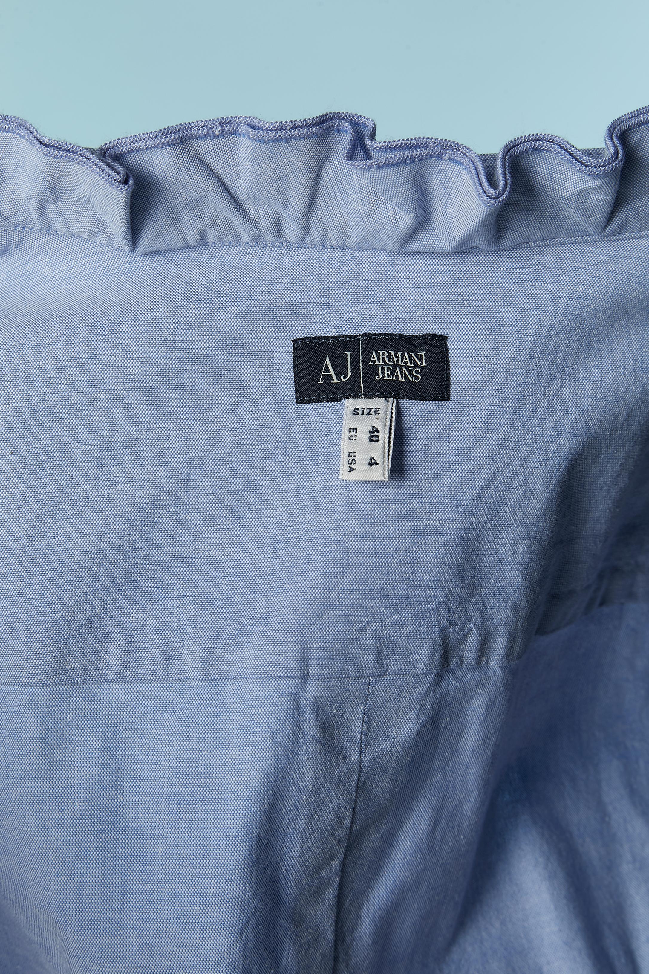 Blue cotton ruffle shirt ARMANI JEANS New For Sale 5