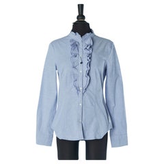 Camicia in cotone blu con volant ARMANI JEANS New