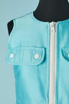 Abito senza maniche in cotone blu Courrèges