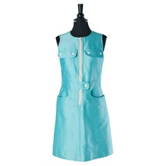 Vestido sin mangas de algodón azul COURRÈGES