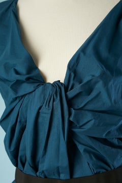 Blue cotton sleeveless dress with drape in the front Lanvin by Alber Elbaz