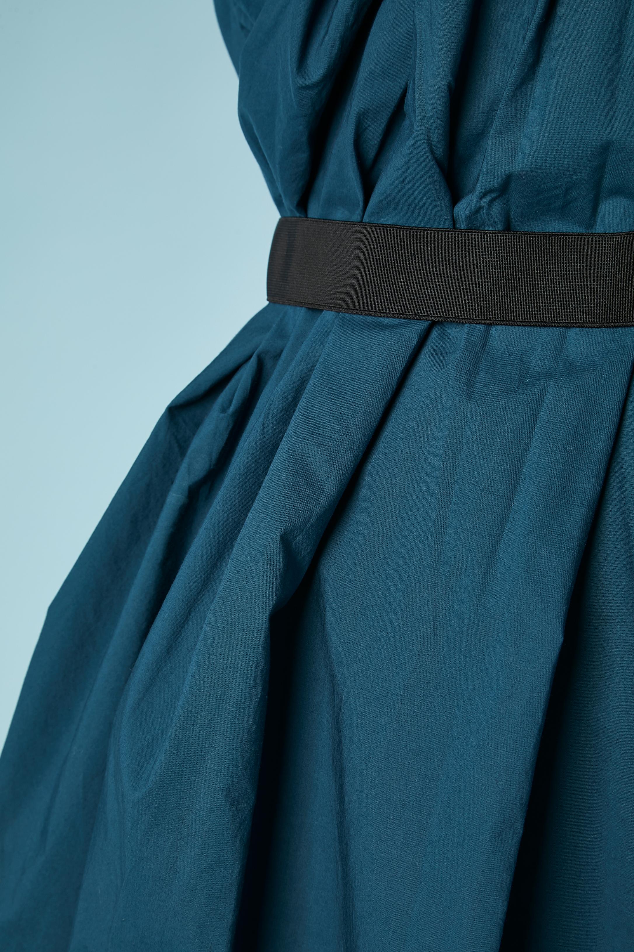 Blaues ärmelloses Kleid aus Baumwolle mit drapiertem Vorderteil Lanvin by Alber Elbaz im Zustand „Hervorragend“ im Angebot in Saint-Ouen-Sur-Seine, FR